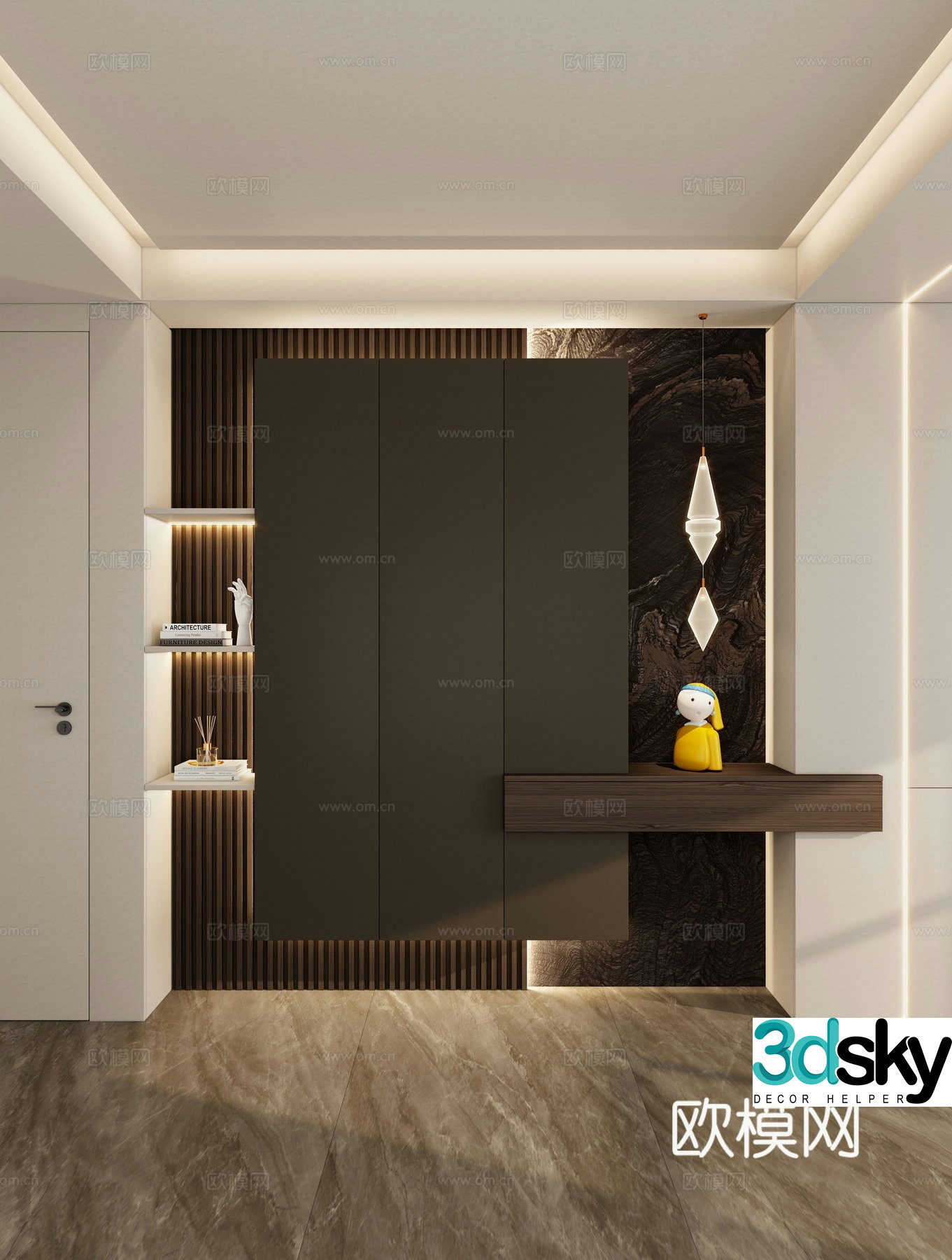 Italian style shoe cabinet Entrance shoe cabinet 3D model
