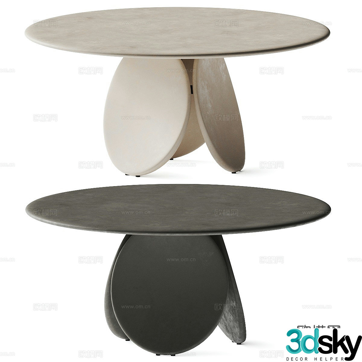 Round dining table slate dining table 3d model