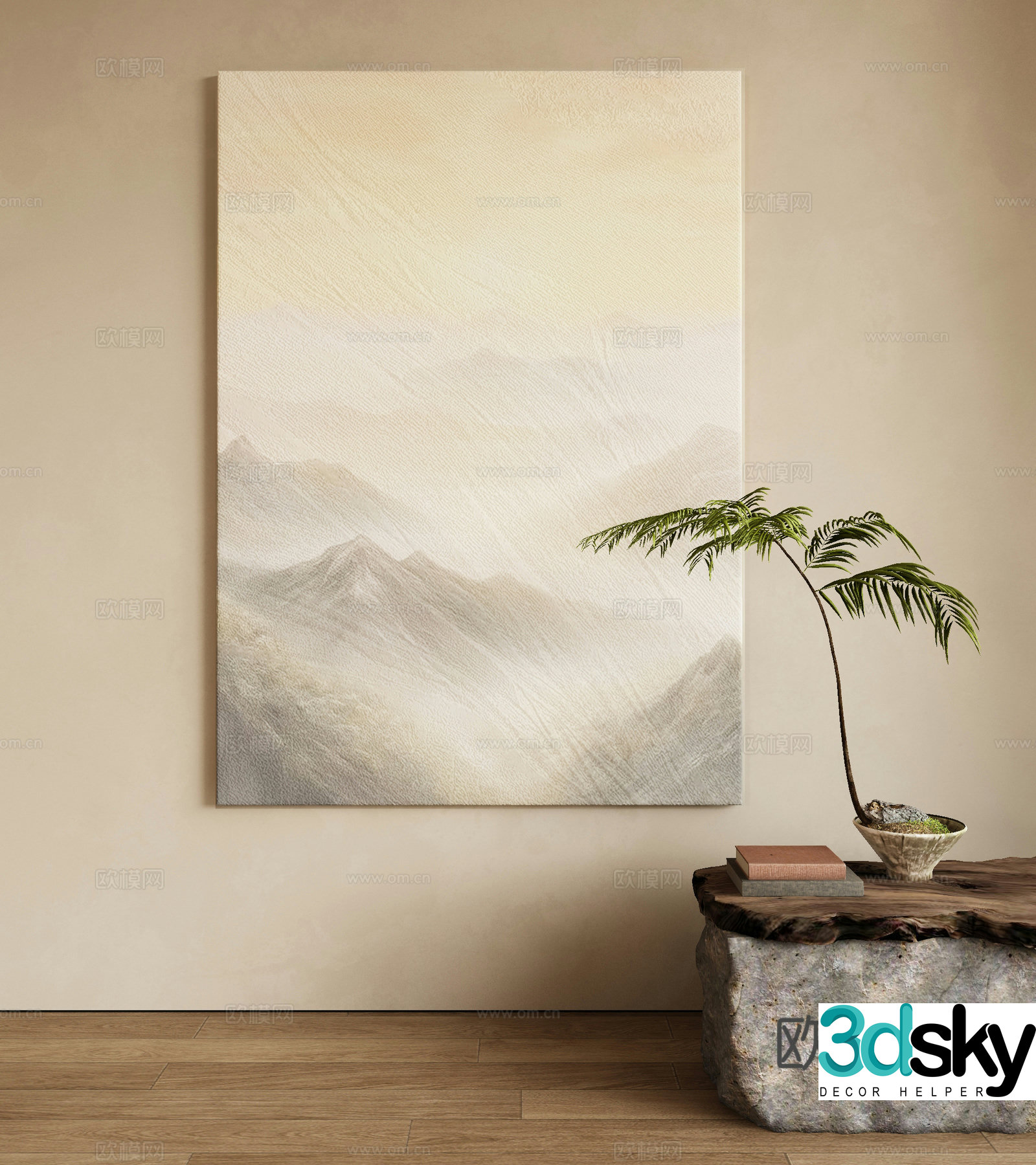 Modern decorative painting abstract painting 3d model