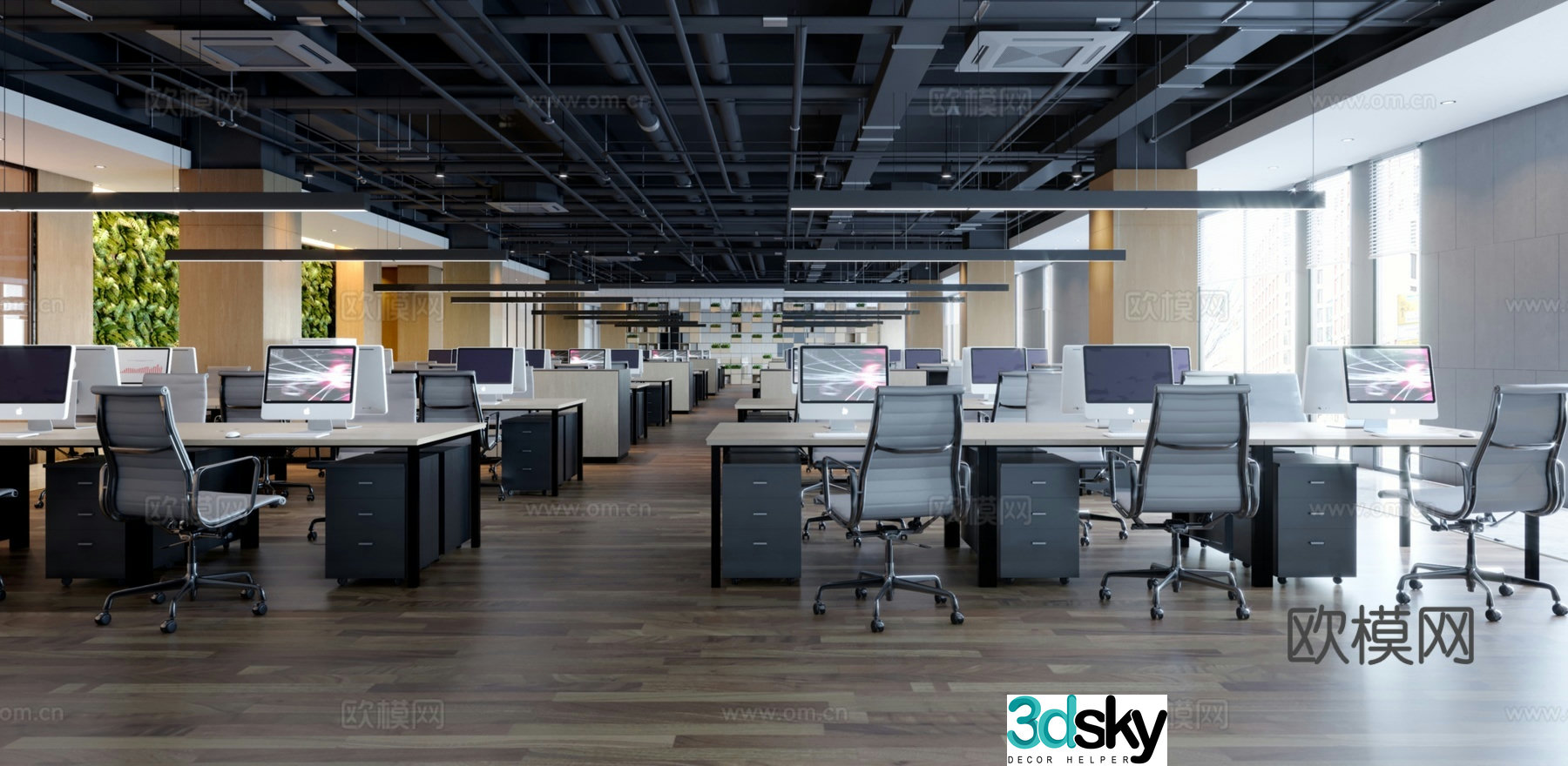 Public office area office 3d model
