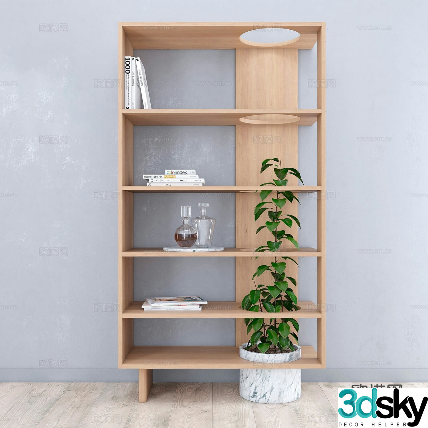Log style storage cabinet shelf 3d model