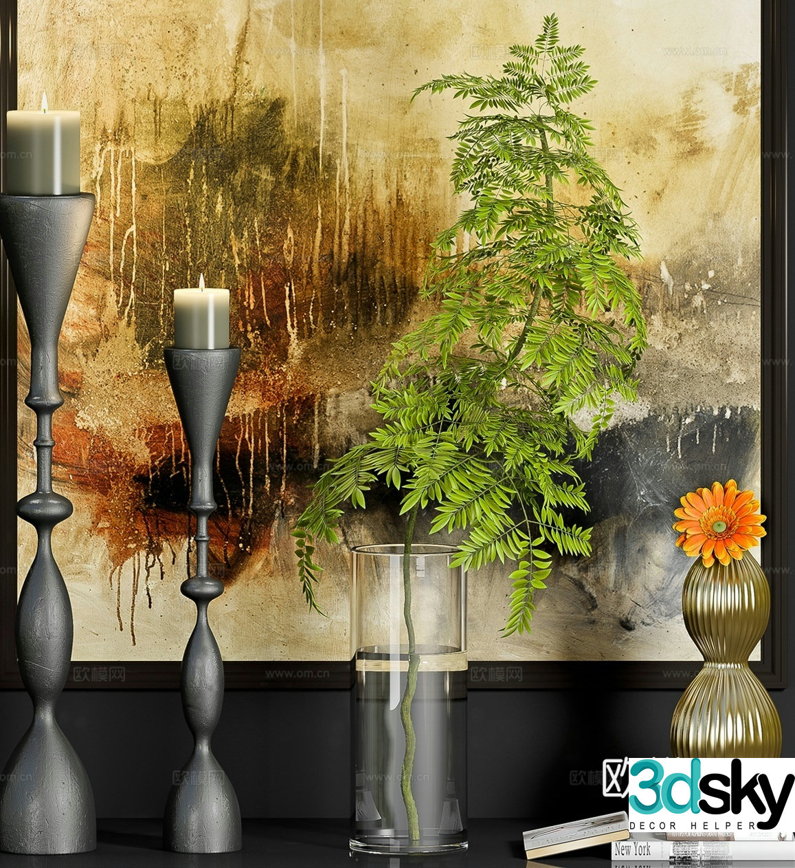Modern jewelry ornaments candle decorative painting 3d model