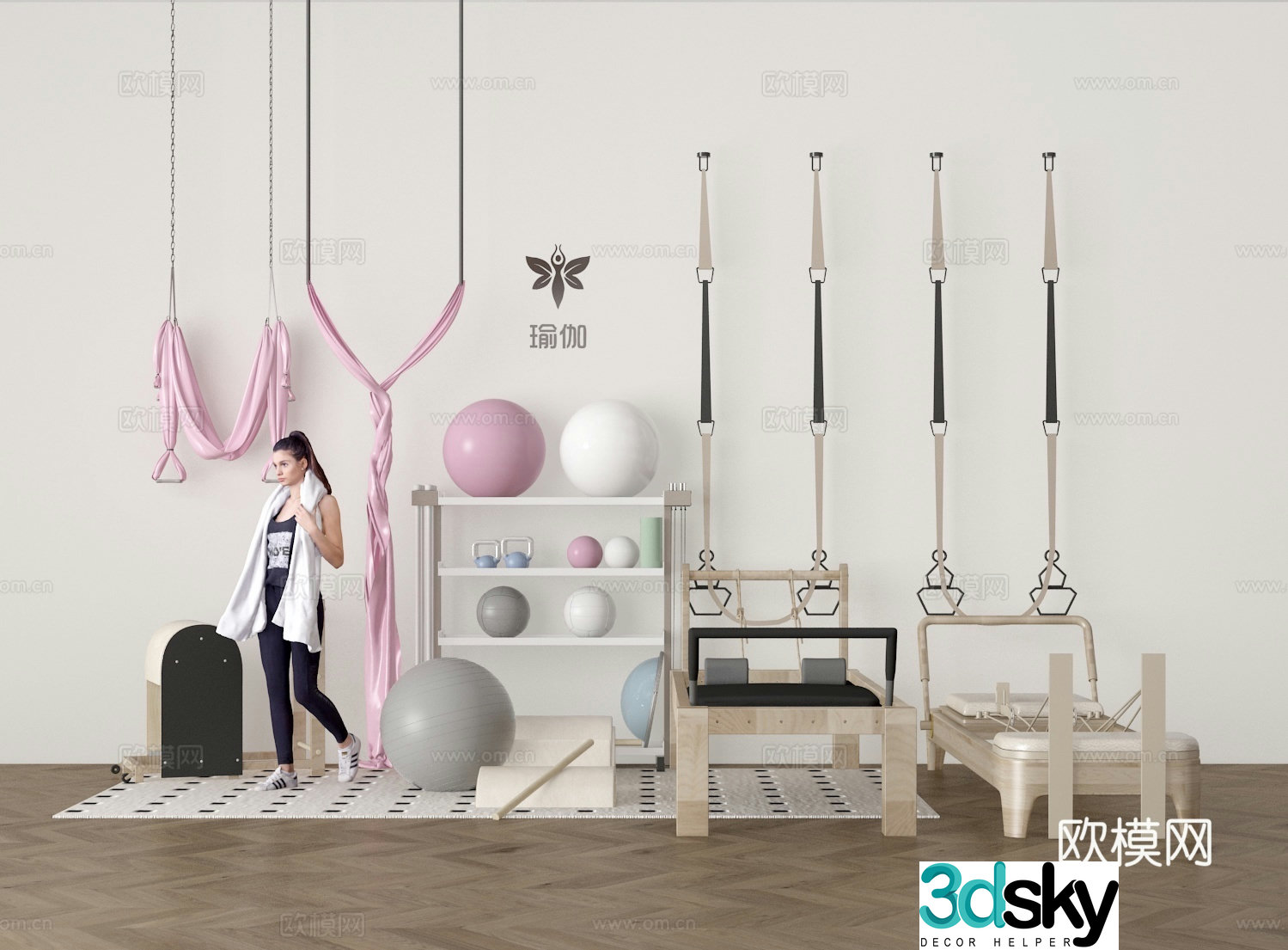 Yoga equipment beautiful people yoga ball 3d model