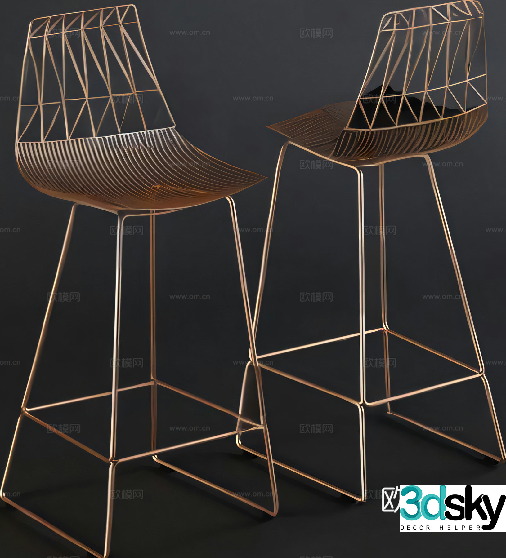 Industrial style bar stool metal hollow bar chair bar chair 3d model