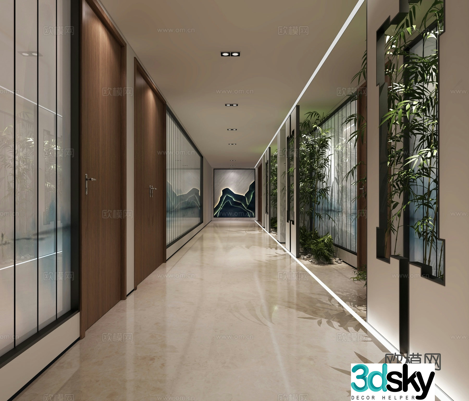 New Chinese style company aisle corridor 3d model