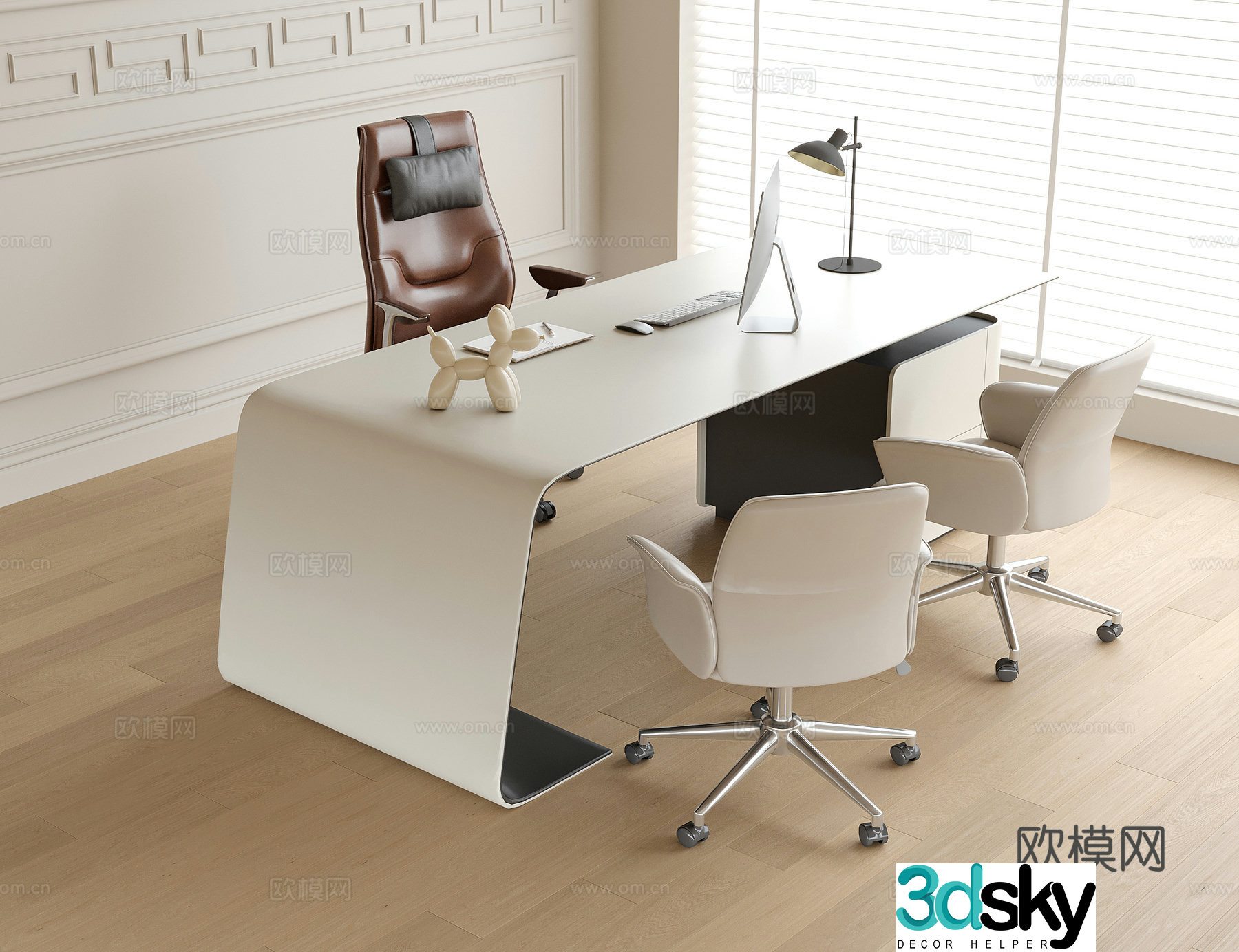 Modern boss office desk and chair manager office desk and chair 3d model