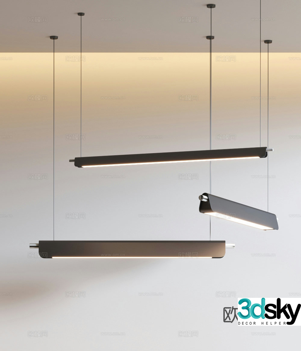 Office chandelier long chandelier 3d model