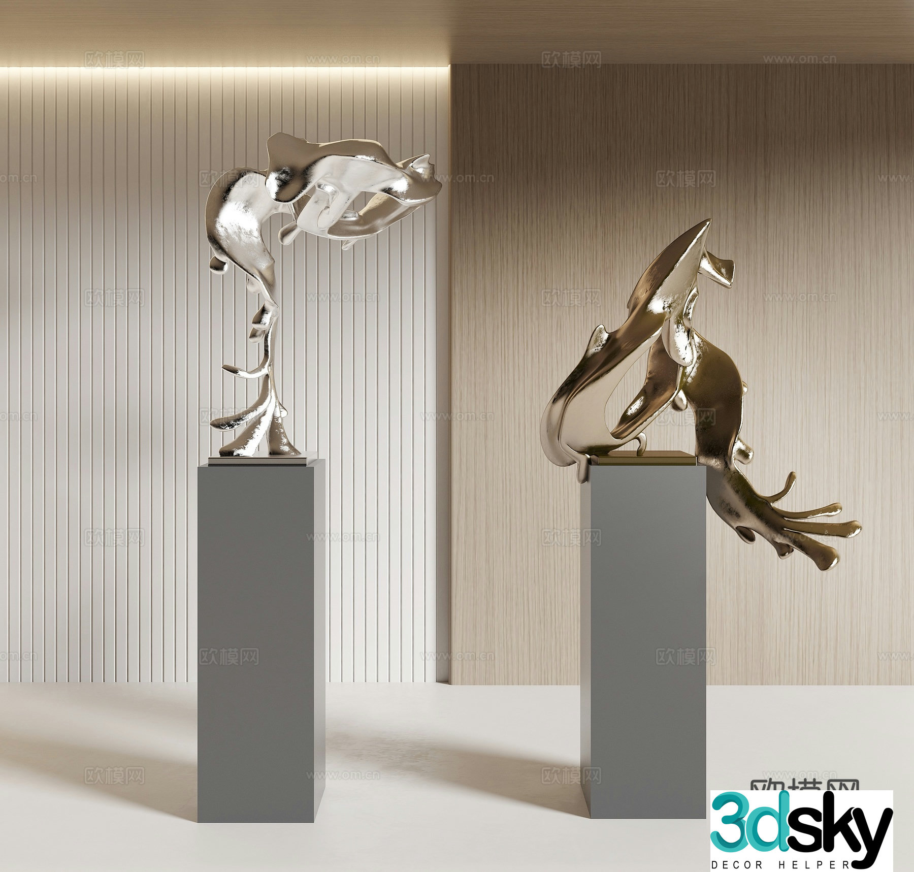Abstract sculpture metal ornament 3d model