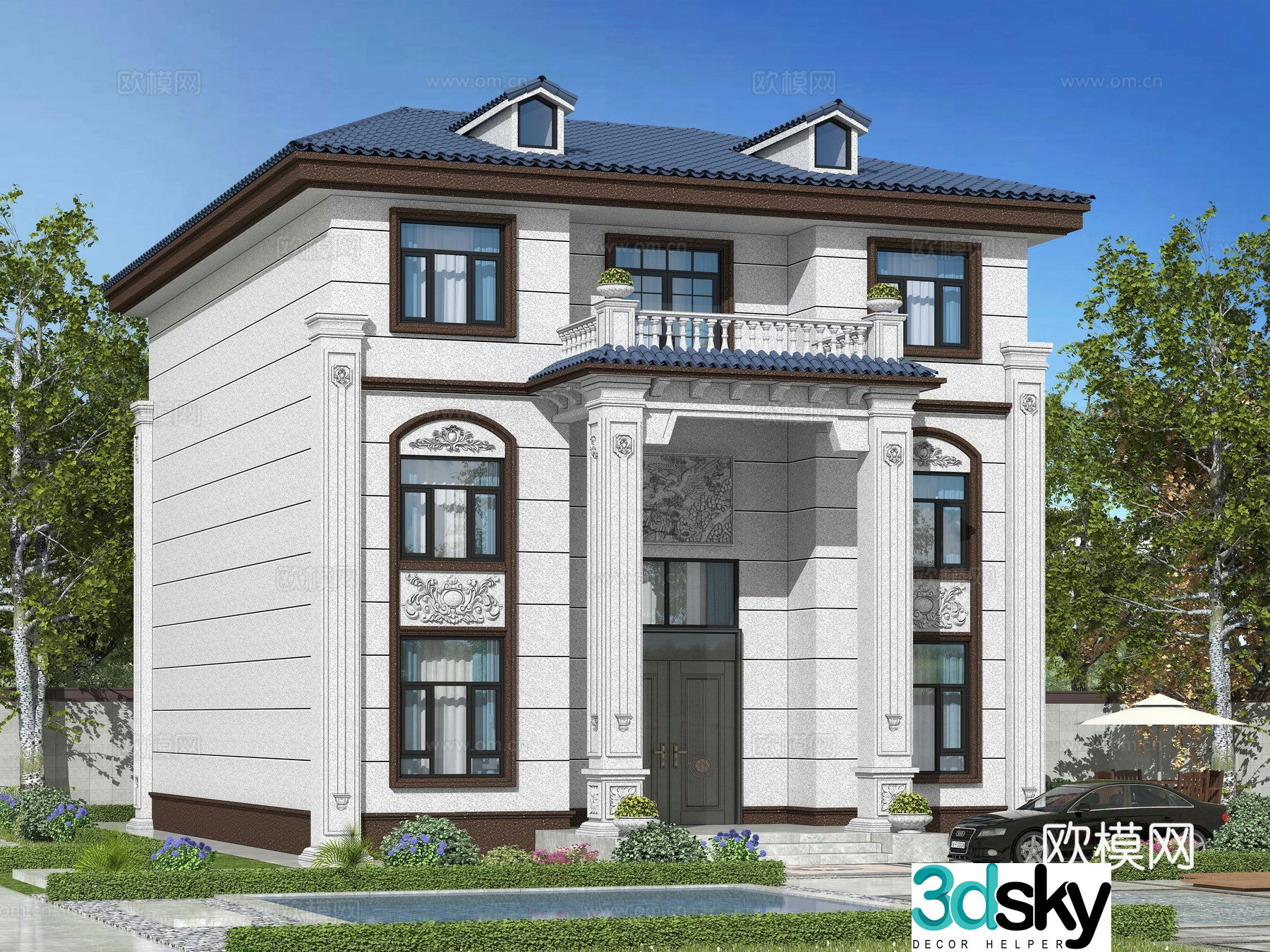 Simple European single-family villa appearance 3D model