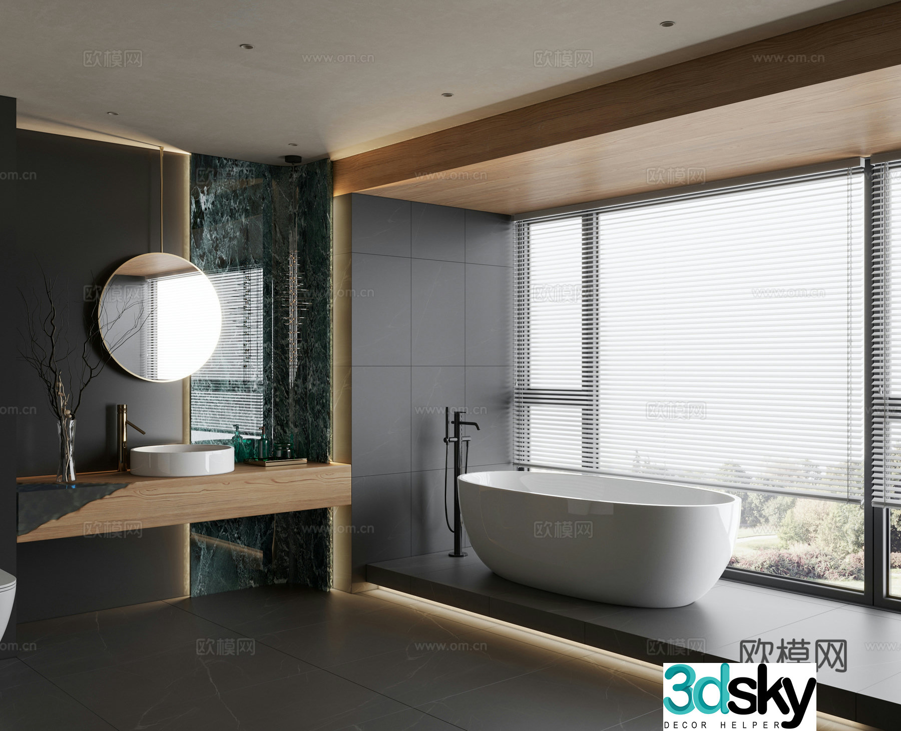 Dark style bathroom hotel bathroom 3d model