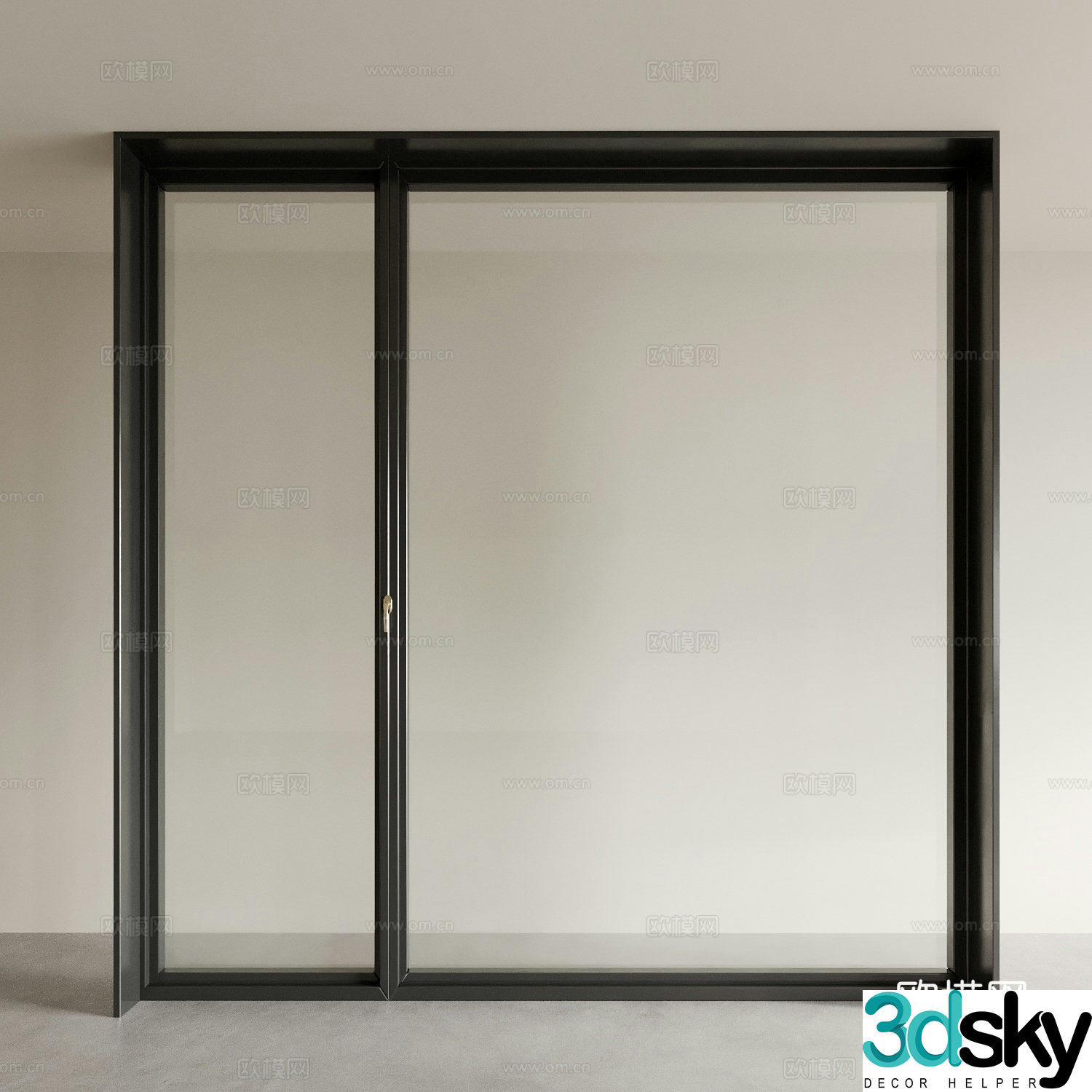 Sliding door kitchen door balcony door glass door 3d model