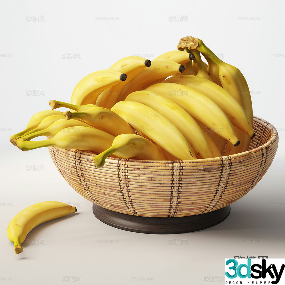 fruit fruit basket banana 3d model
