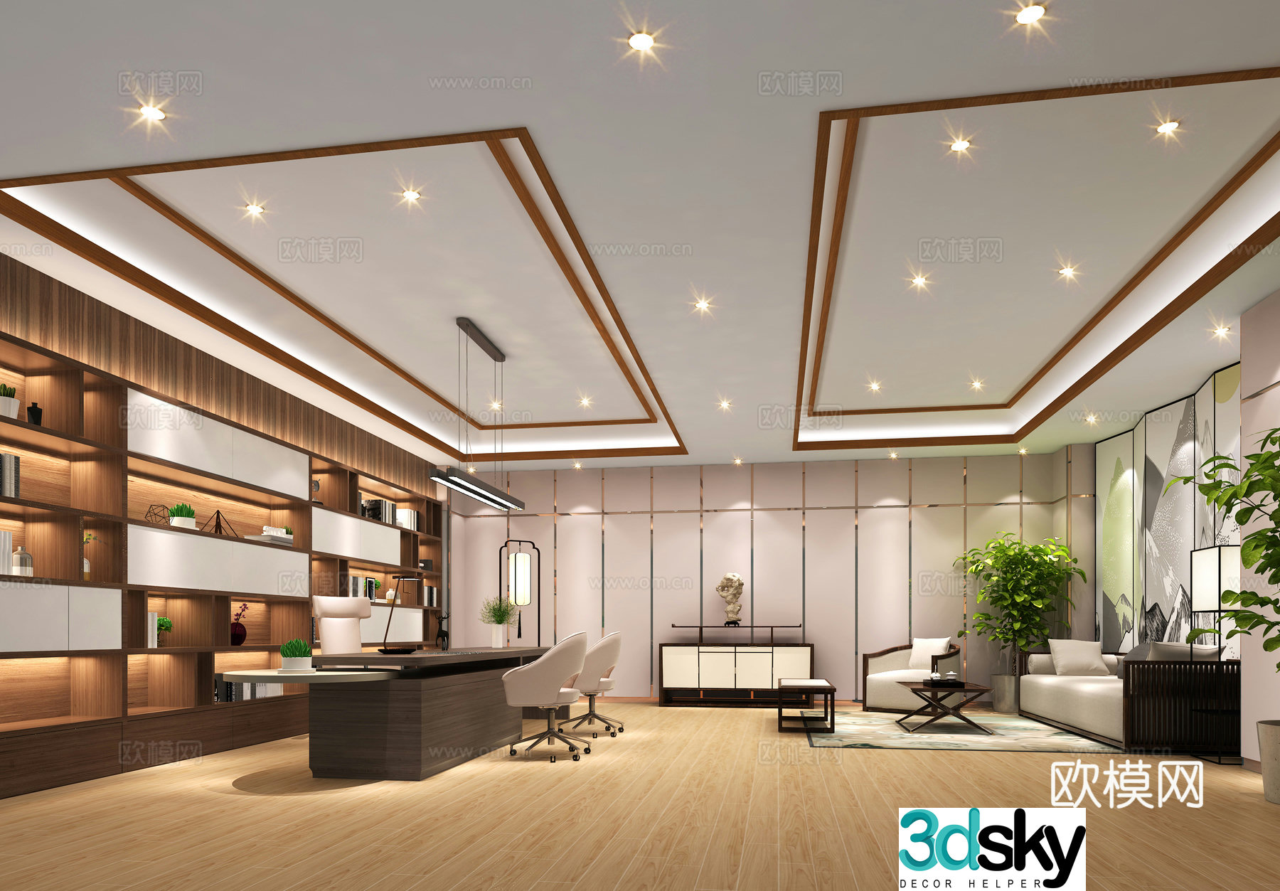 New Chinese style chairman’s office general manager’s office 3D model
