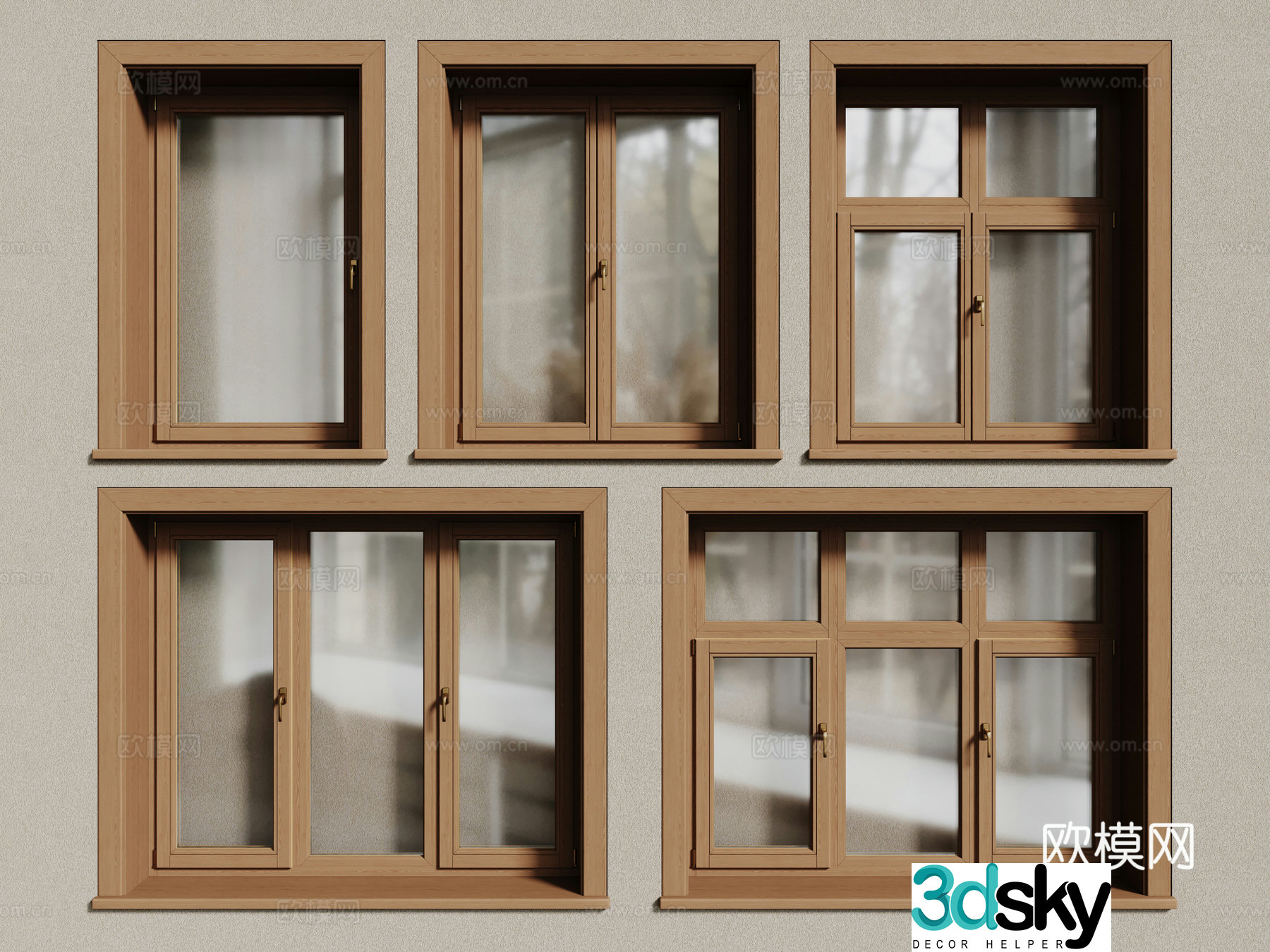 Log window casement window single window 3d model