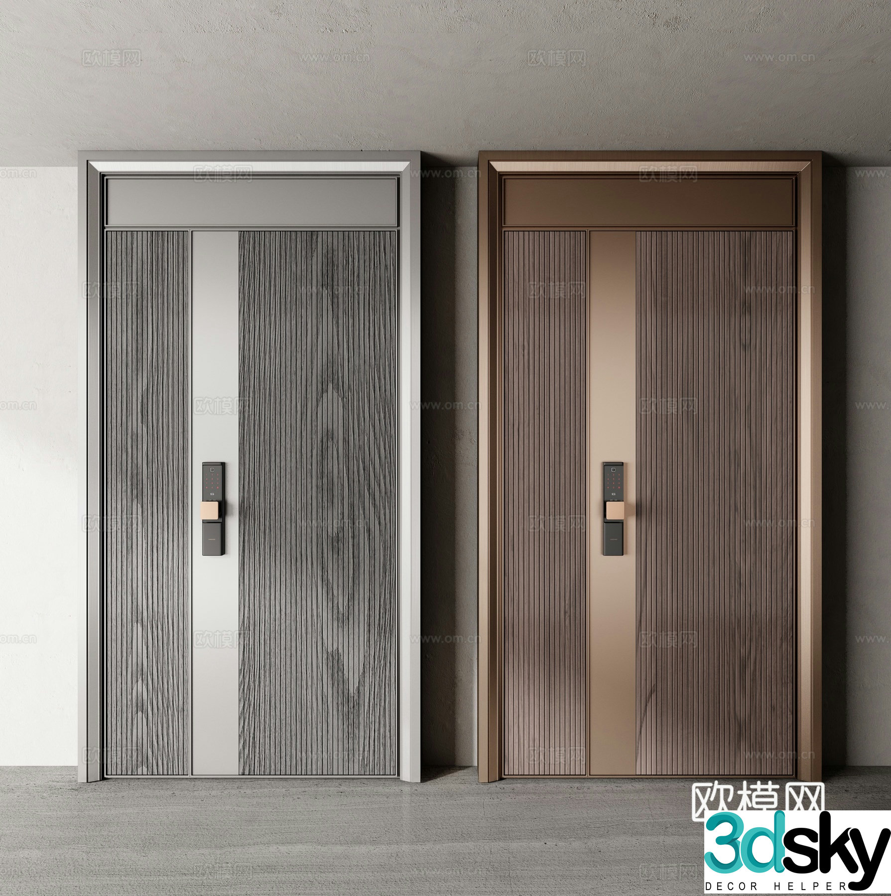 Entry door security door password door double and double door 3D model