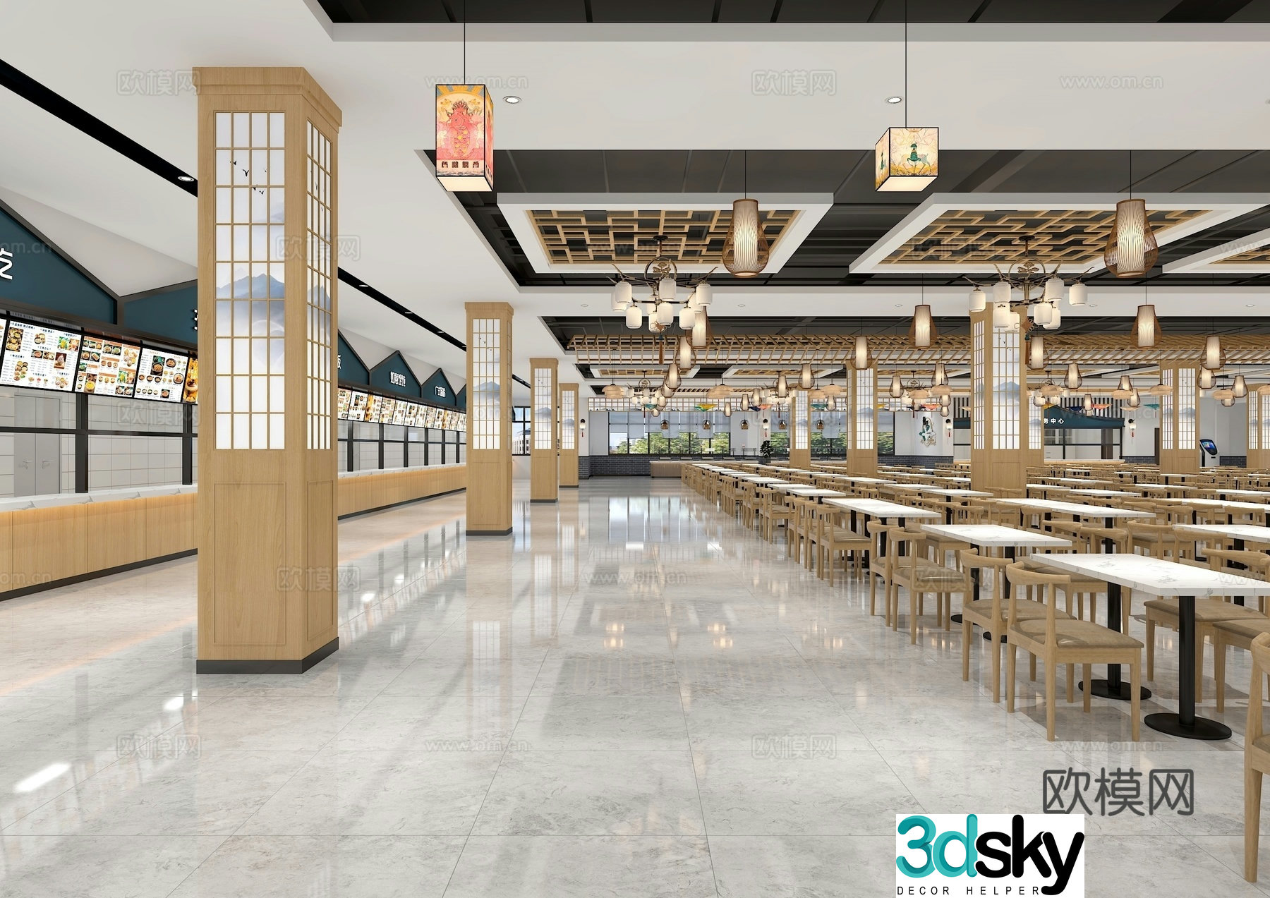Modern school canteen university canteen staff canteen 3d model