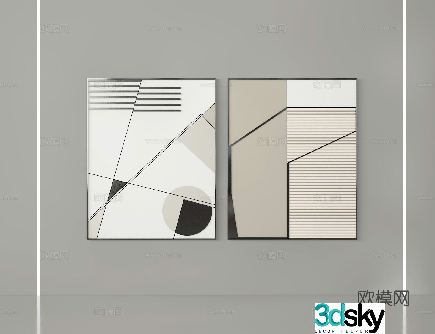 Modern abstract hanging painting 3d model