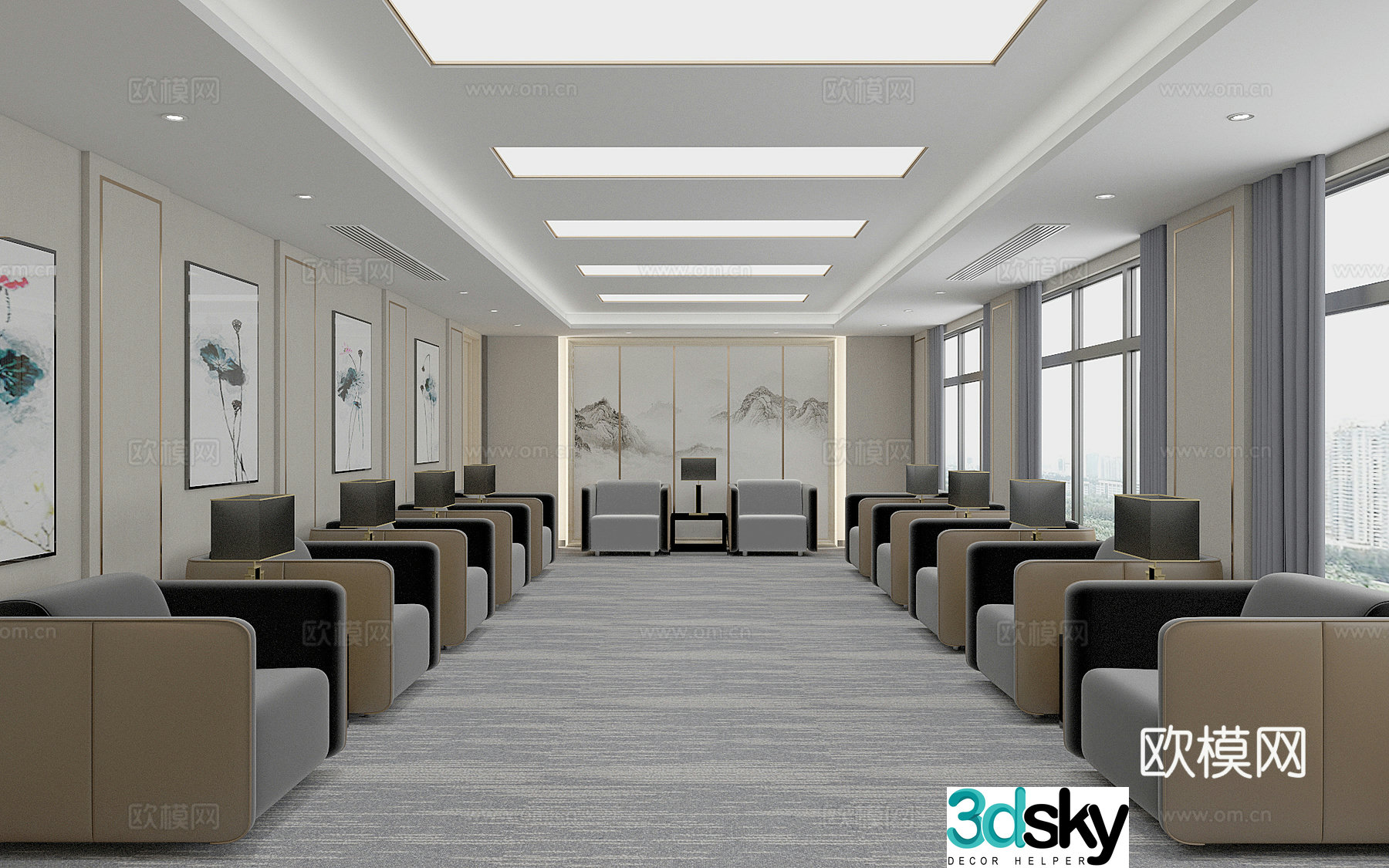 New Chinese style reception room 3d model