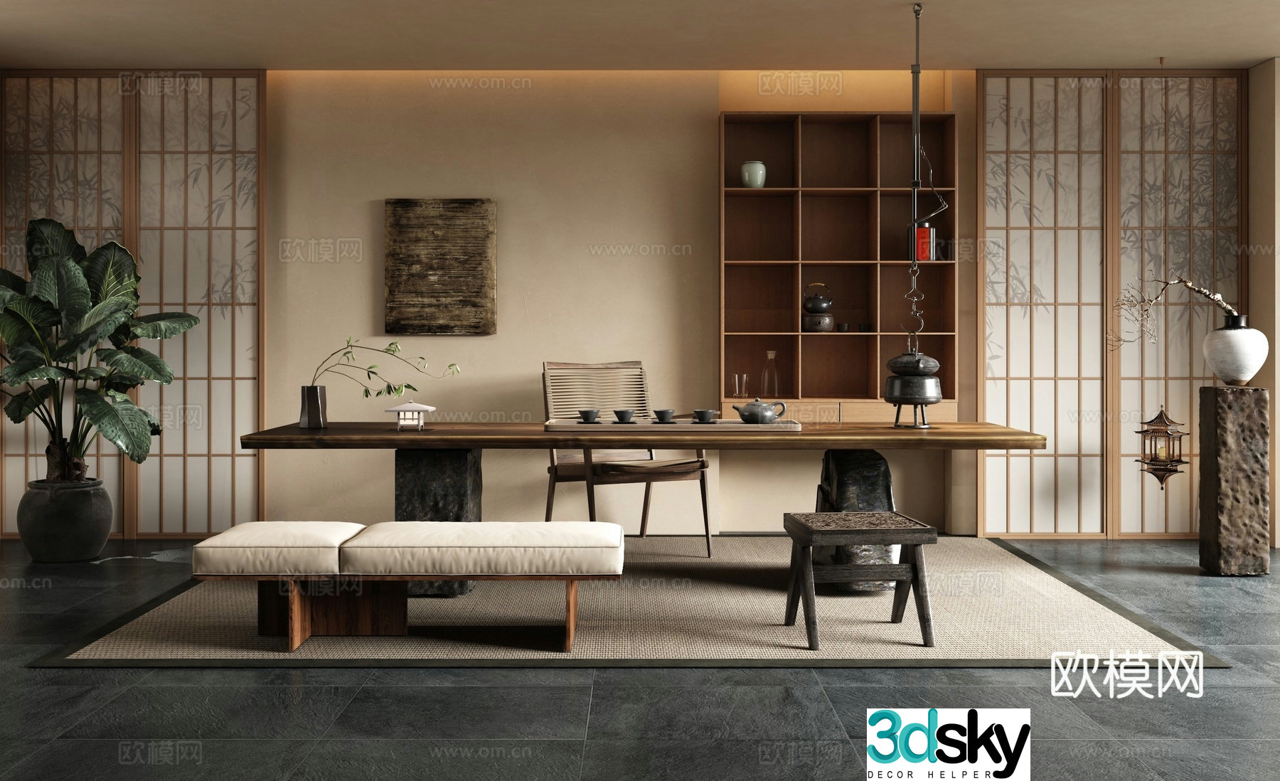 New Chinese Zen teahouse 3D model