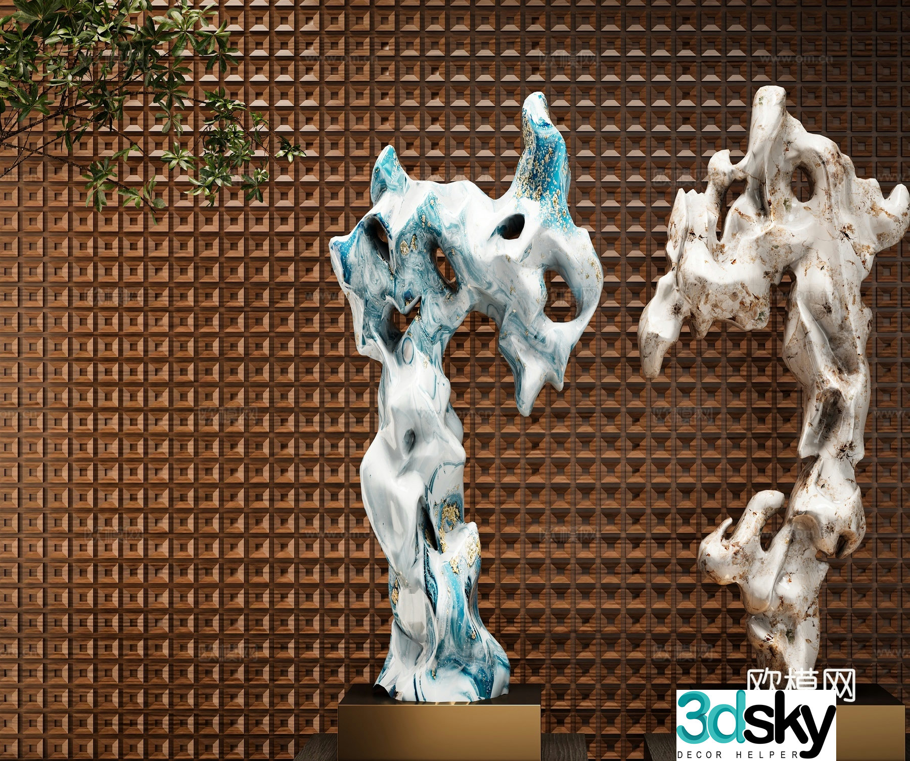 Jade sculpture stone carving art ornament 3d model