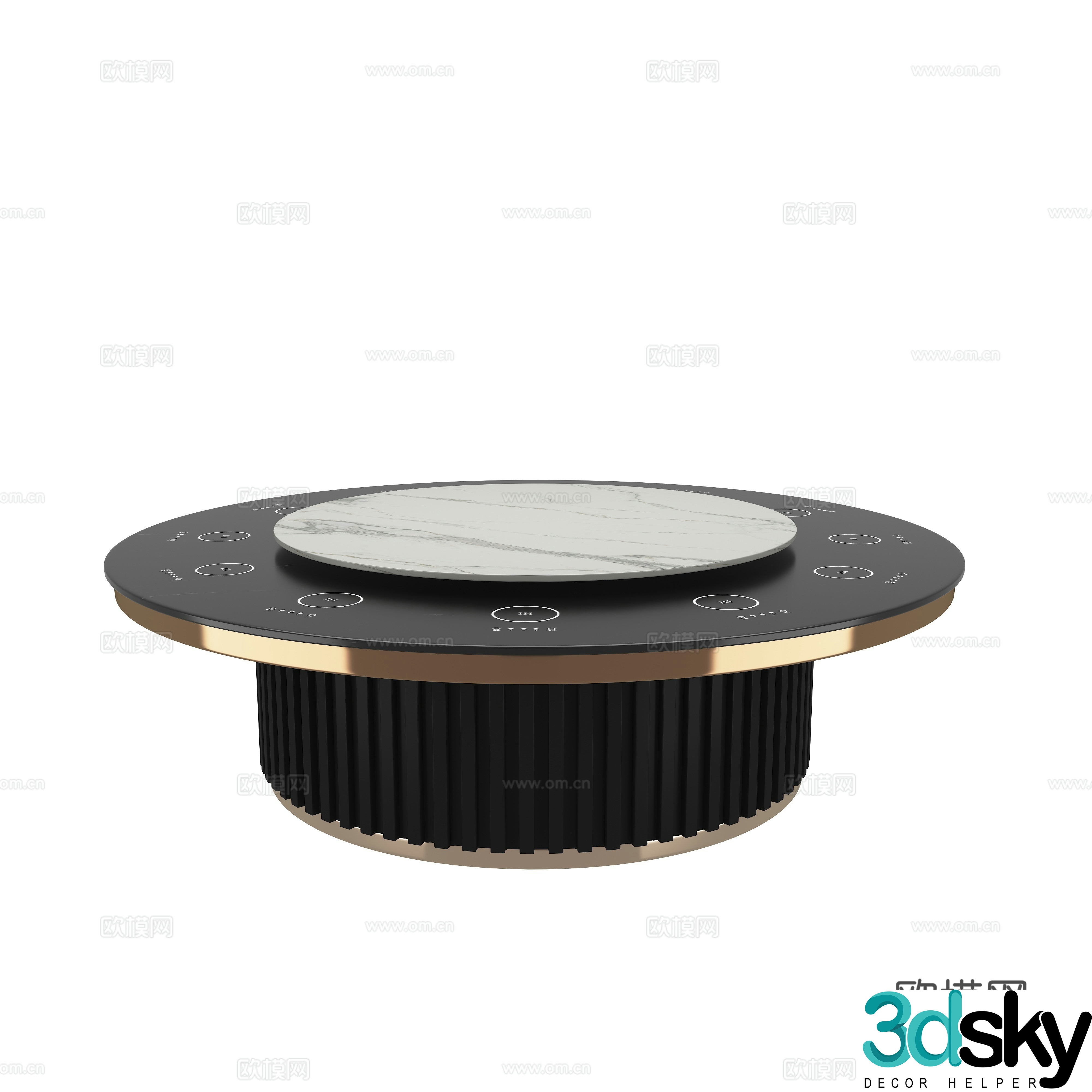Invisible induction cooker electric round table hot pot table 3D model