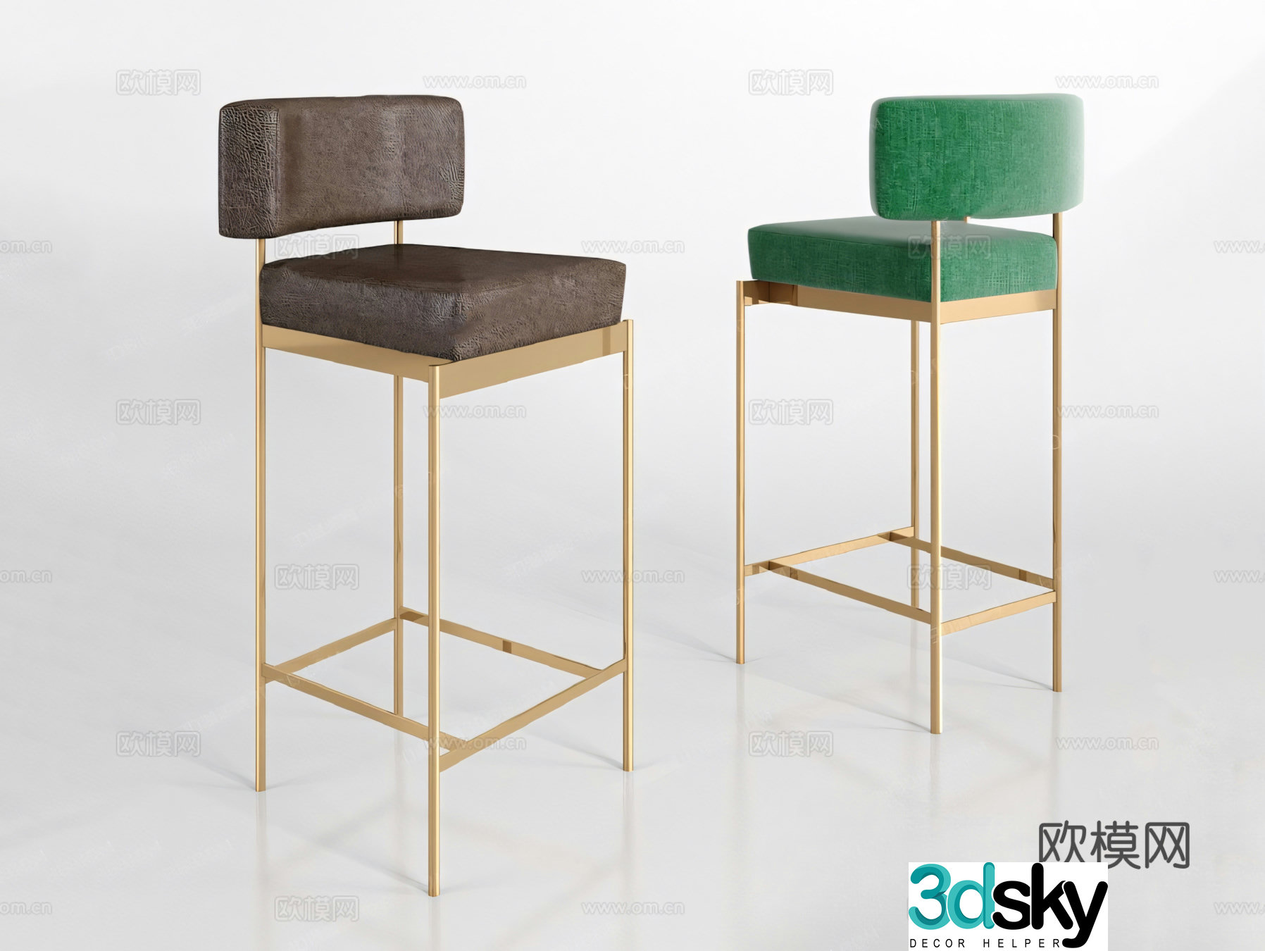 Modern bar stool leather bar stool bar stool 3d model