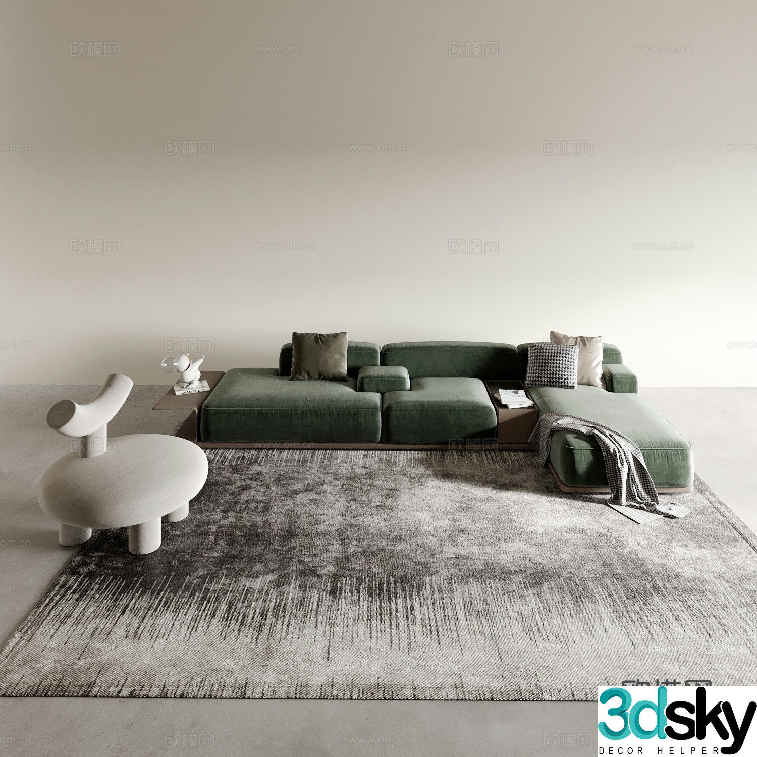 Modern corner sofa modular sofa 3d model