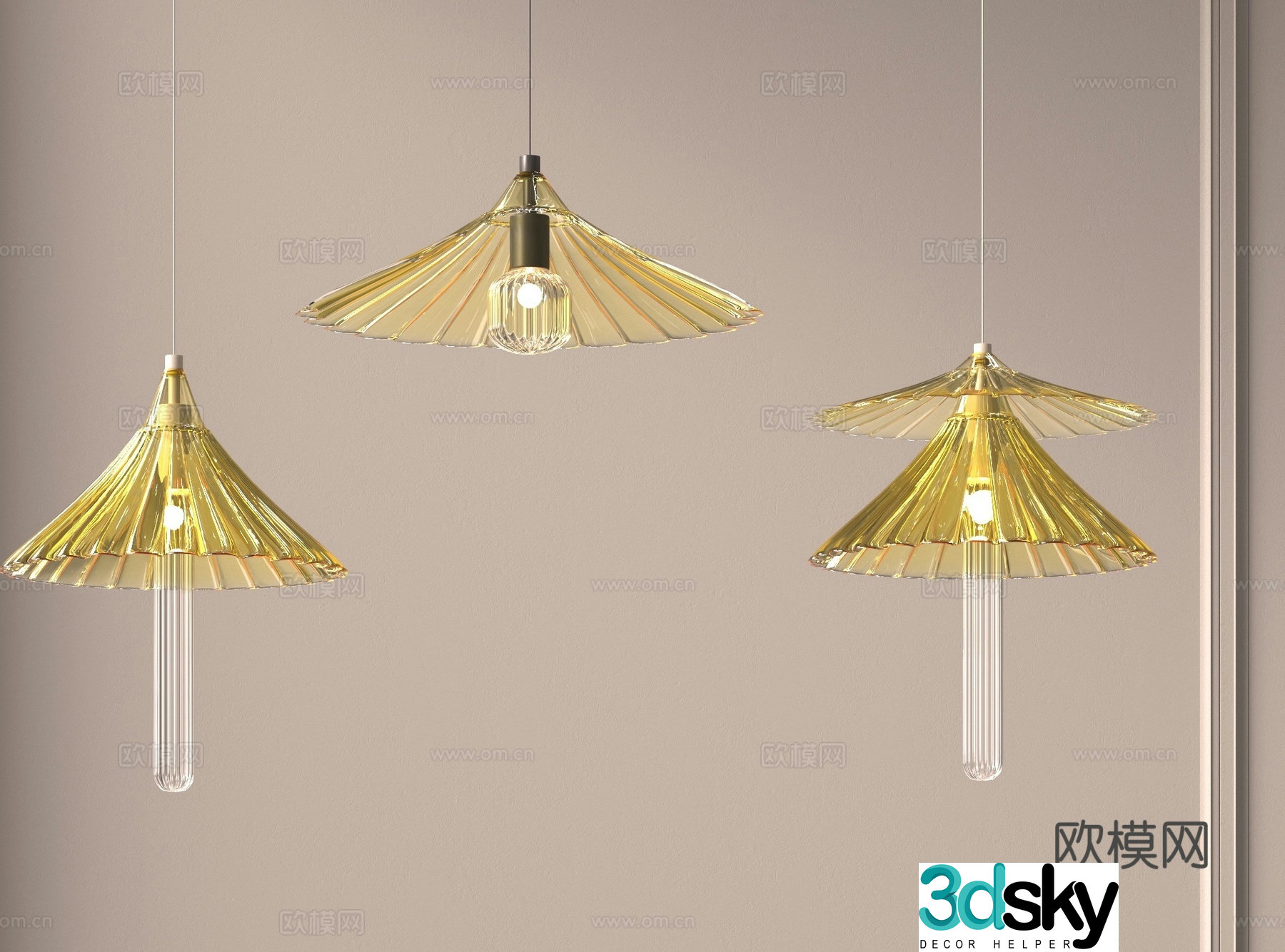 Modern umbrella-shaped small chandelier 3d model