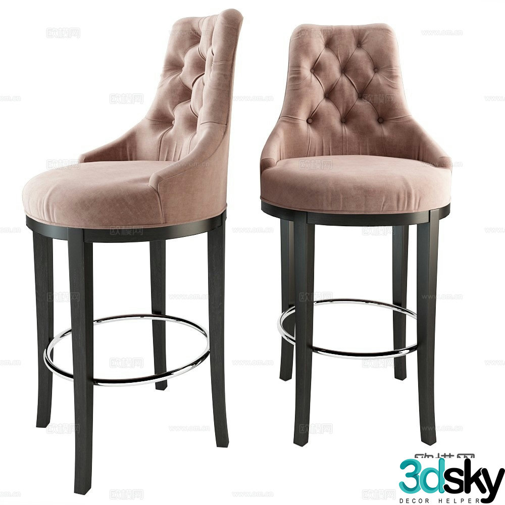 American backrest bar stool 3d model