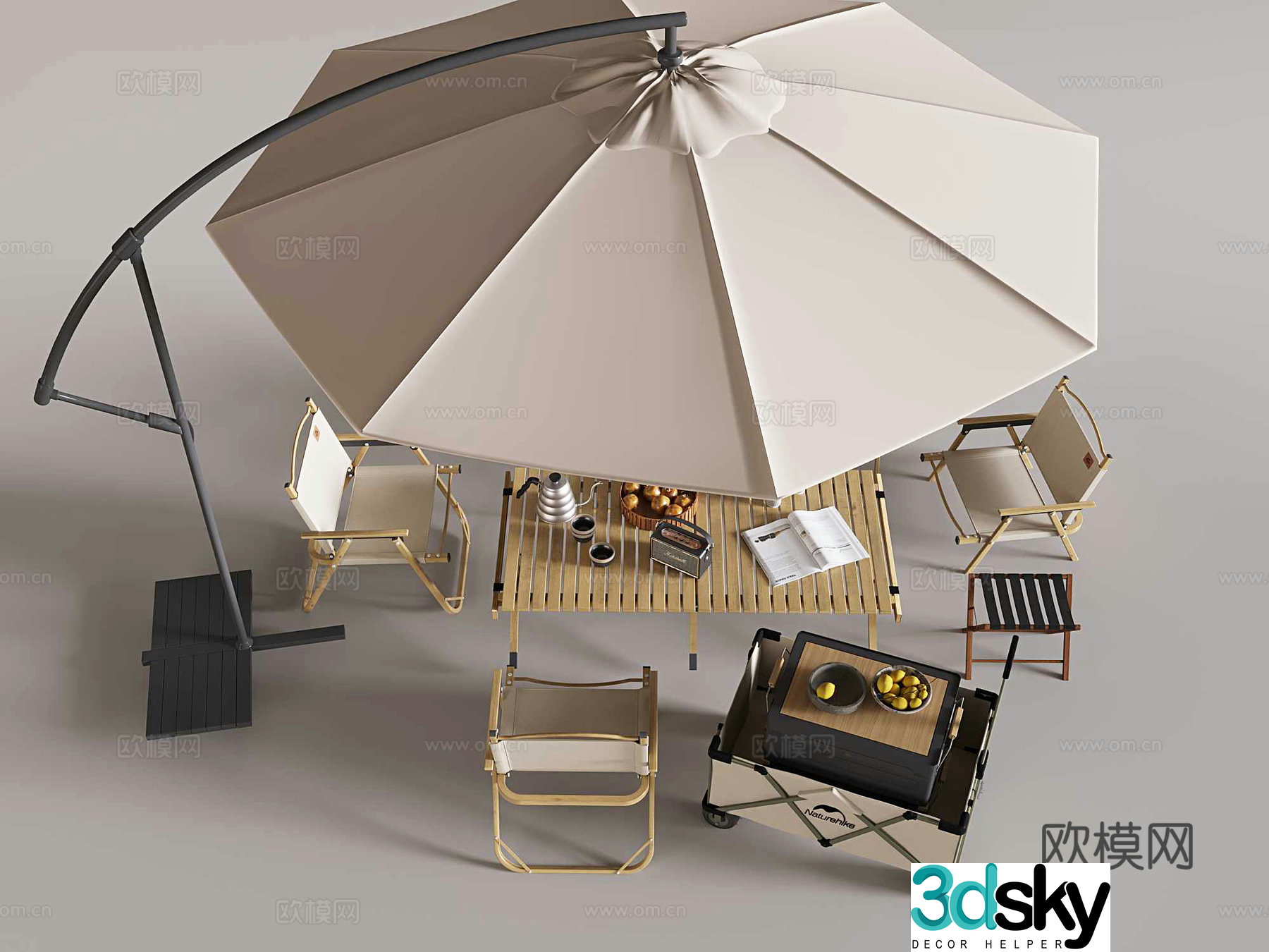 Outdoor tables and chairs outdoor camping folding tables and chairs awning 3D model
