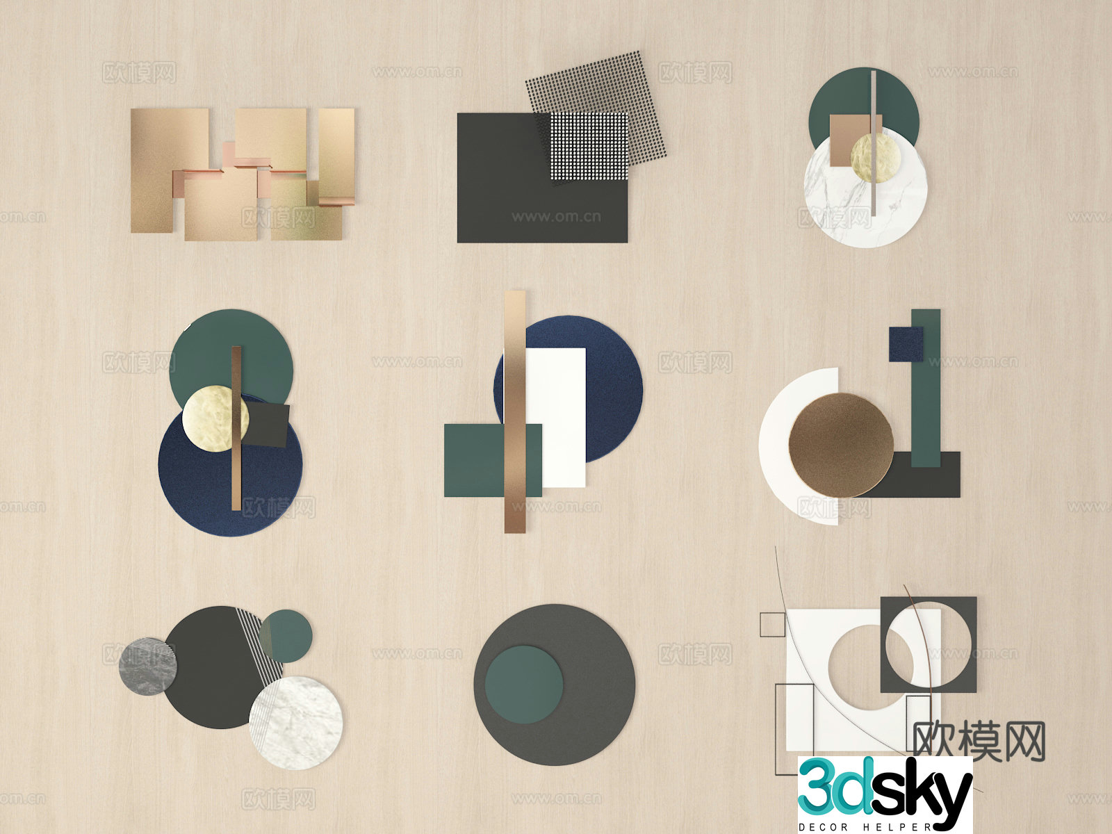 Modern geometric wall decoration hanging decoration 3d model