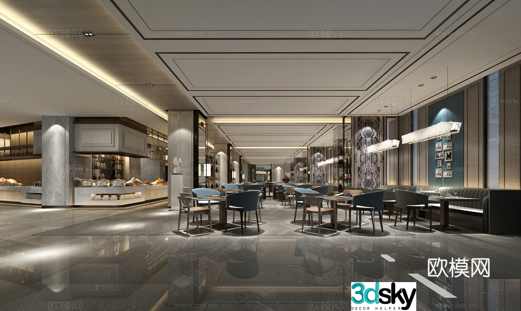 Buffet restaurant all-day dining restaurant 3d model