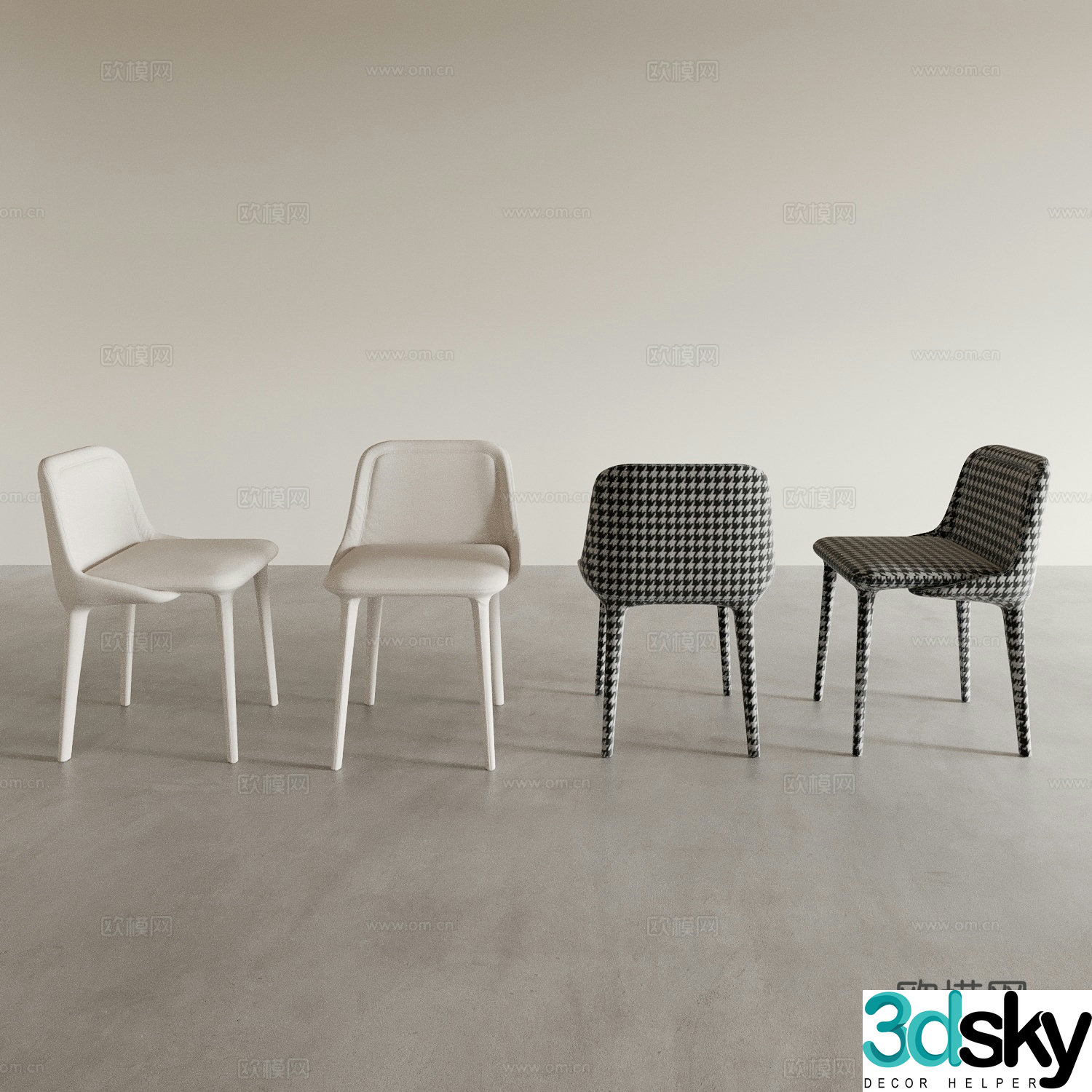 Modern dining chair tea chair coffee chair dressing chair back chair 3d model