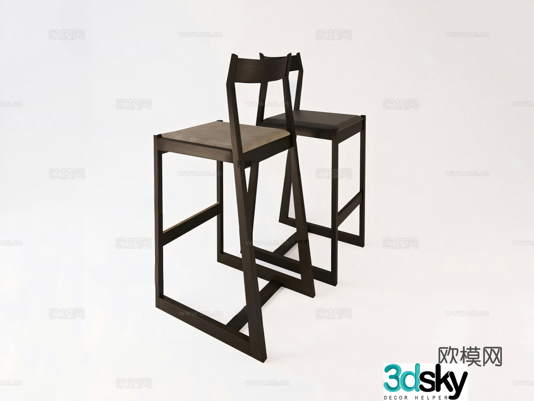 New Chinese style bar chair bar chair 3d model