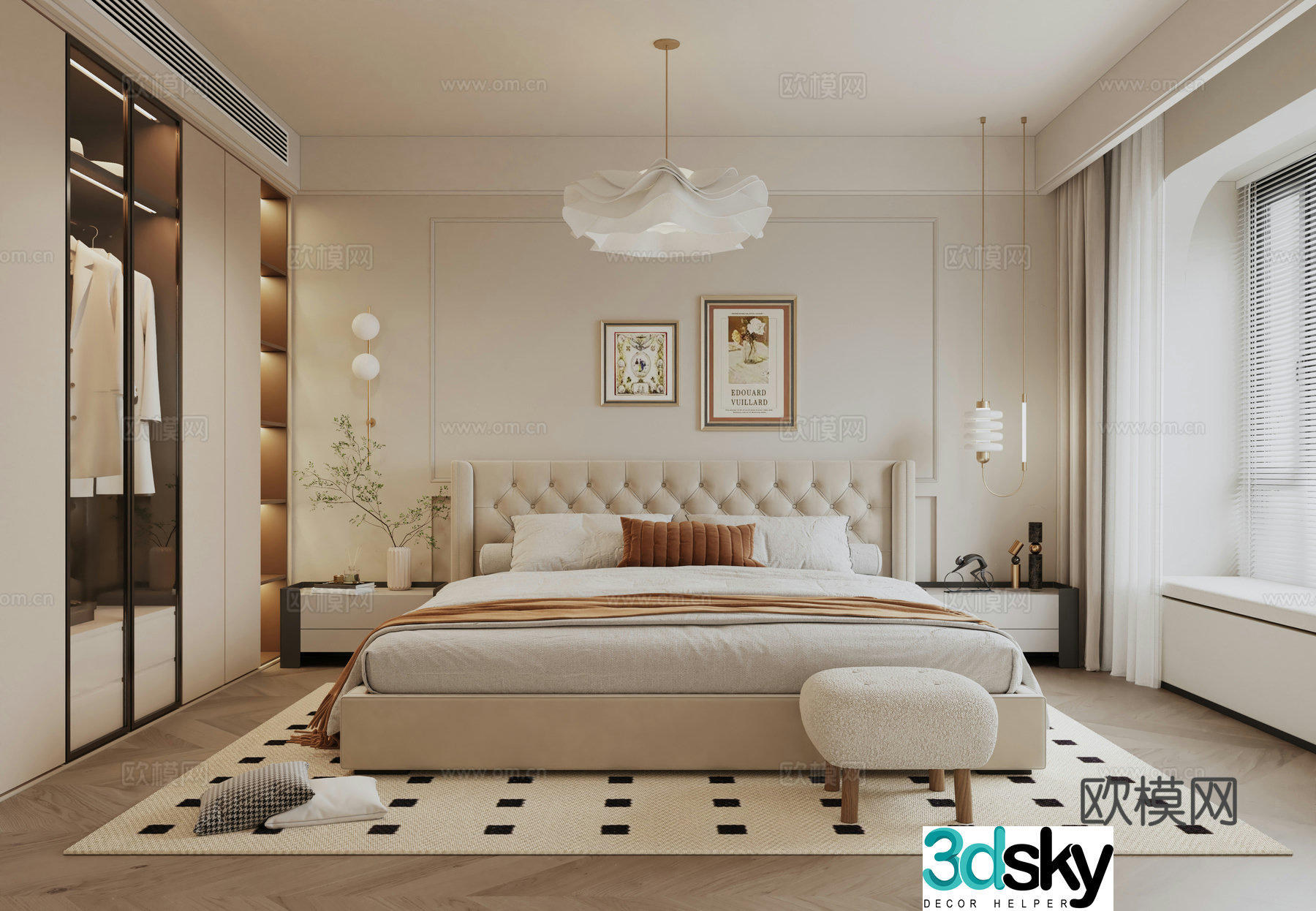 Cream style bedroom master bedroom 3d model
