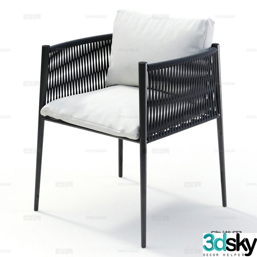 Modern outdoor chair rattan chair leisure chair 3d model