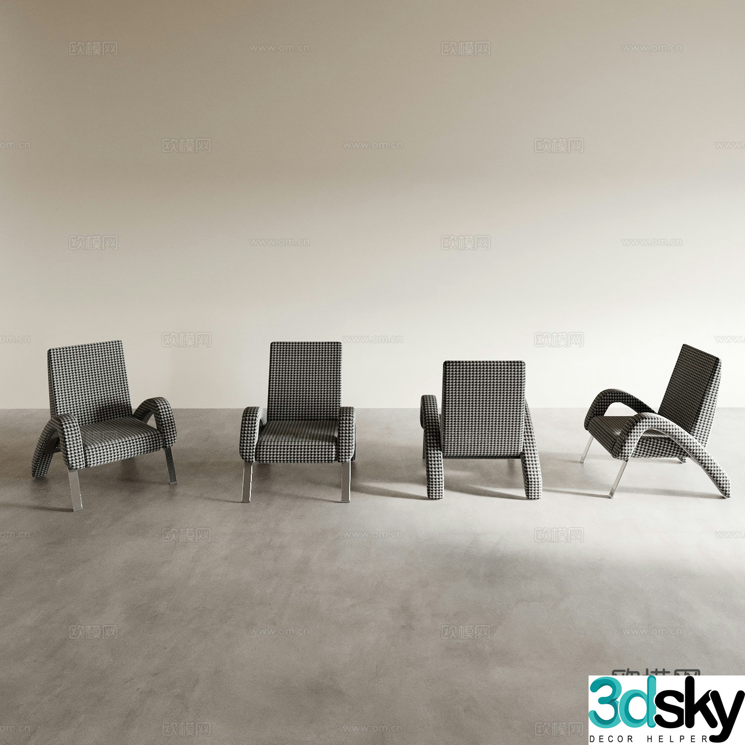 Modern leisure chair sofa chair back chair 3d model