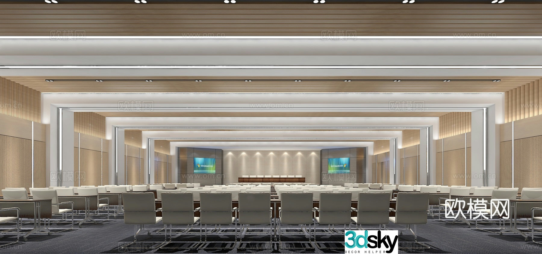 Modern large conference room multi-purpose hall 3D model