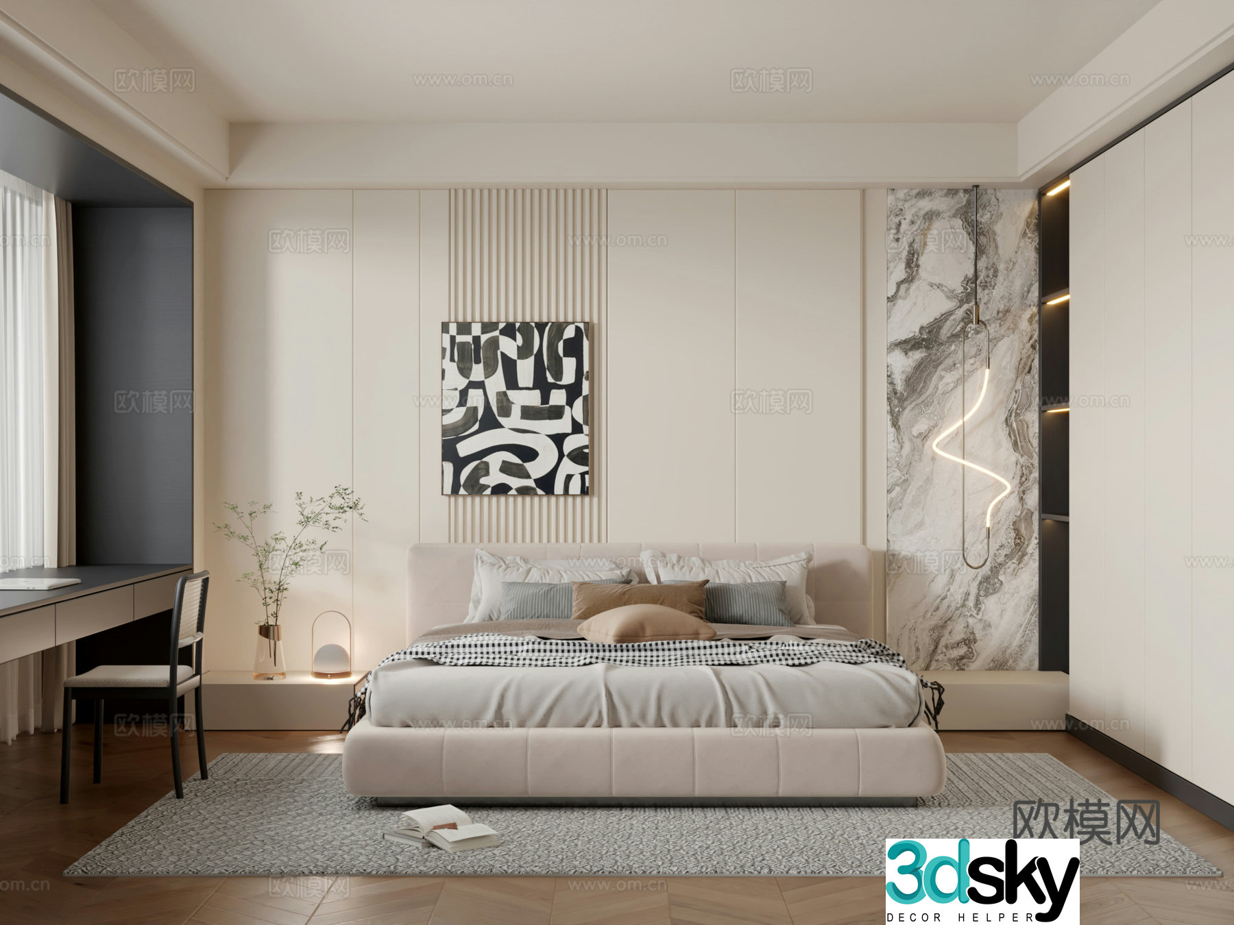 Modern bedroom second bedroom 3d model