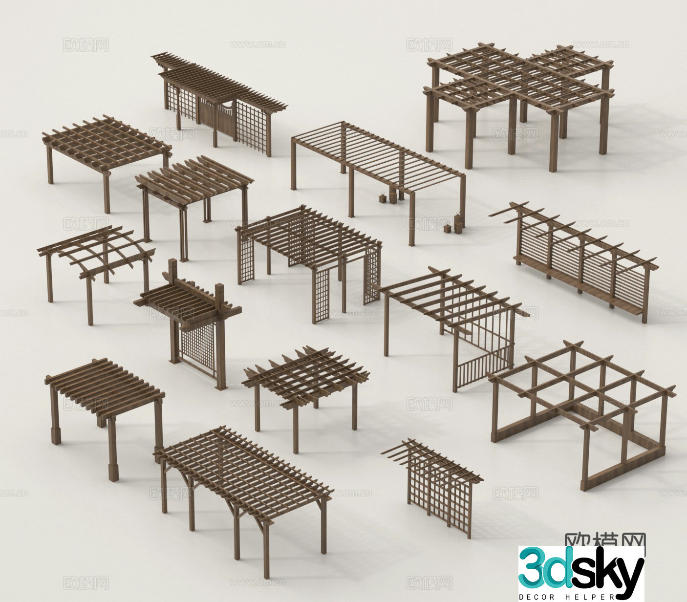 New Chinese style flower rack vine rack grape rack gallery rack landscape rack 3D model