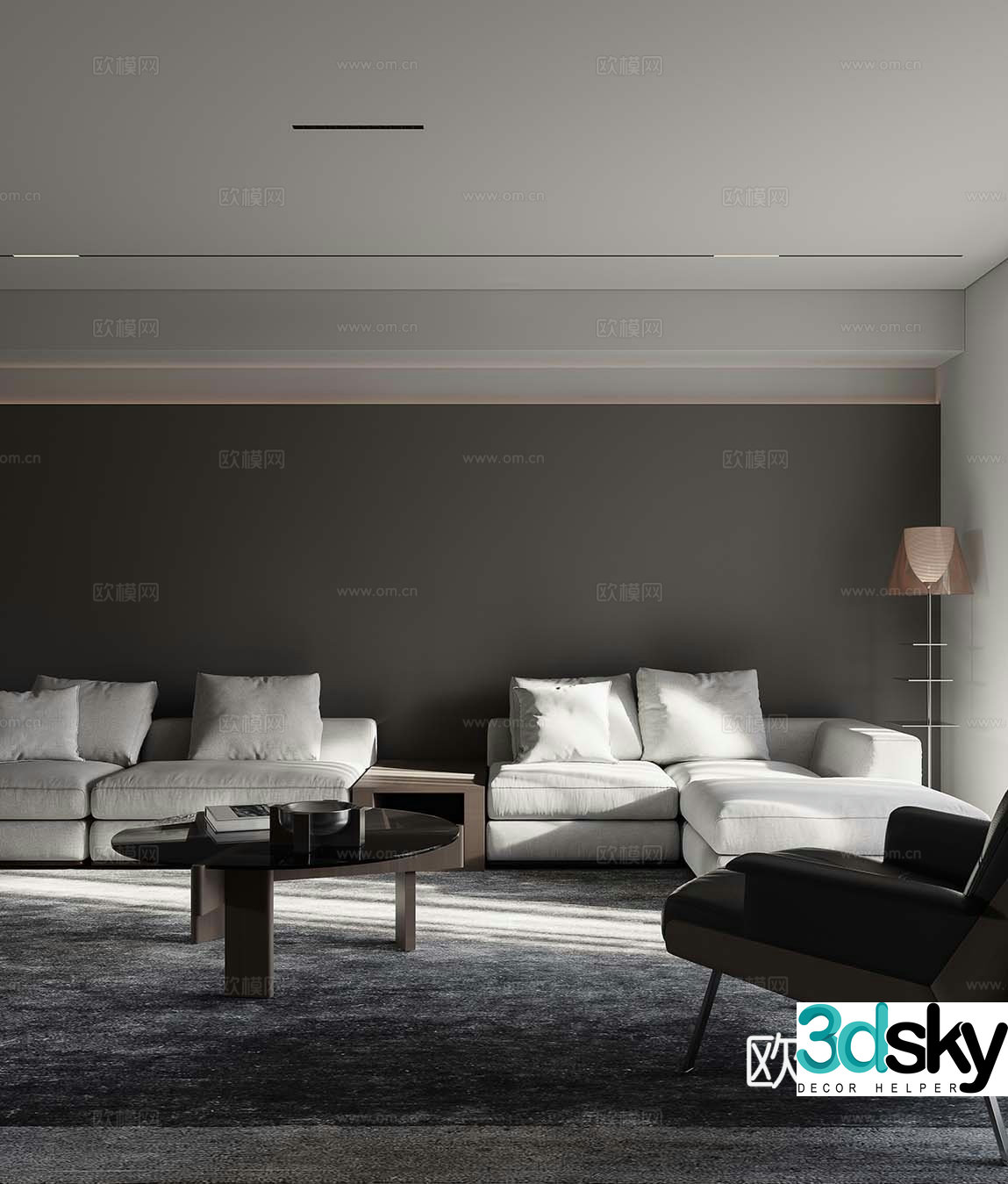 Modern corner sofa modular sofa coffee table 3d model