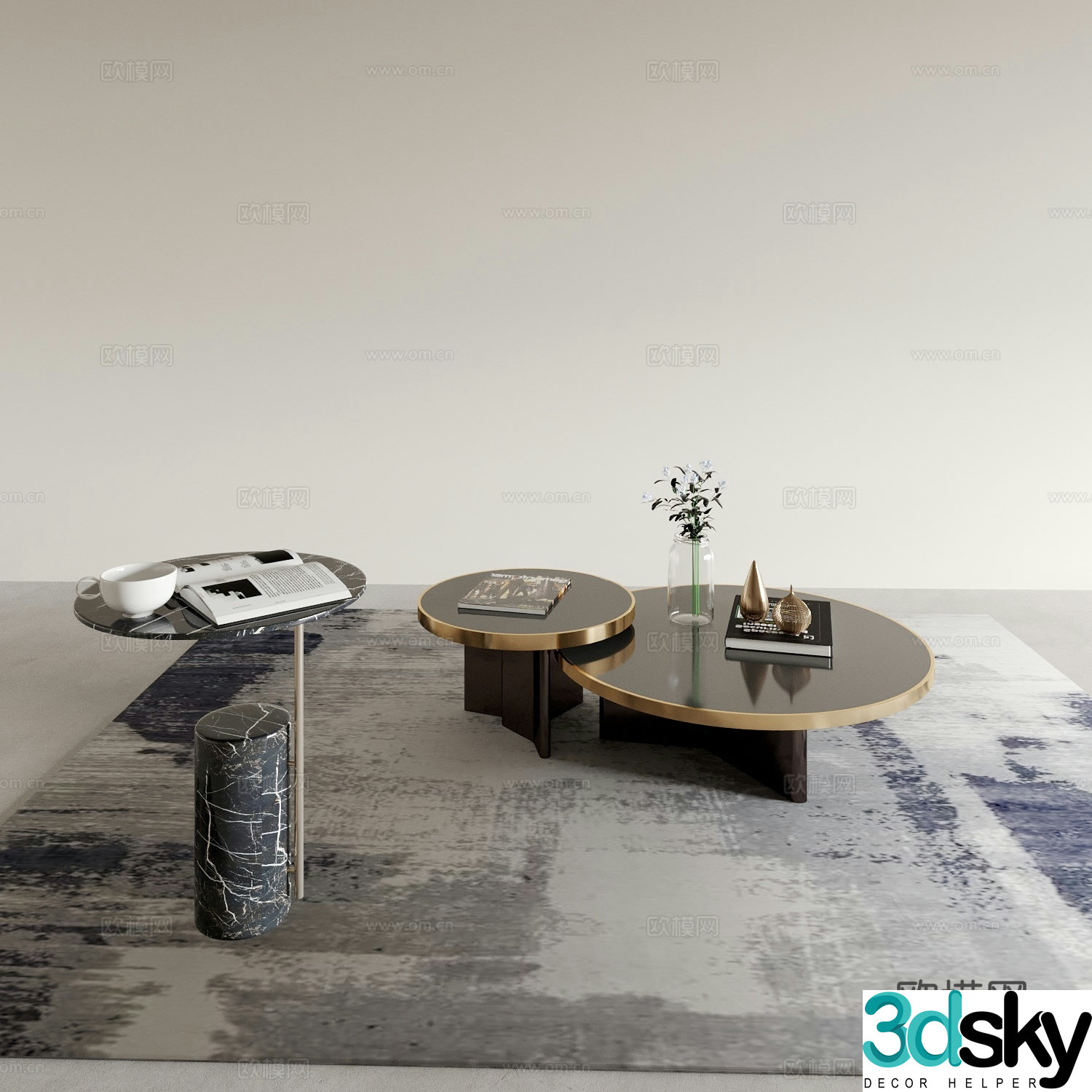 Italian coffee table corner table round table 3D model