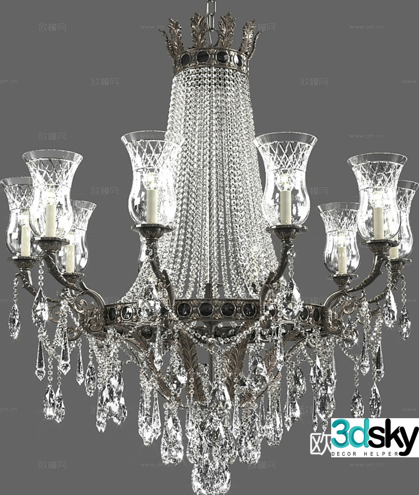 Light luxury crystal chandelier candlestick crystal lamp 3d model