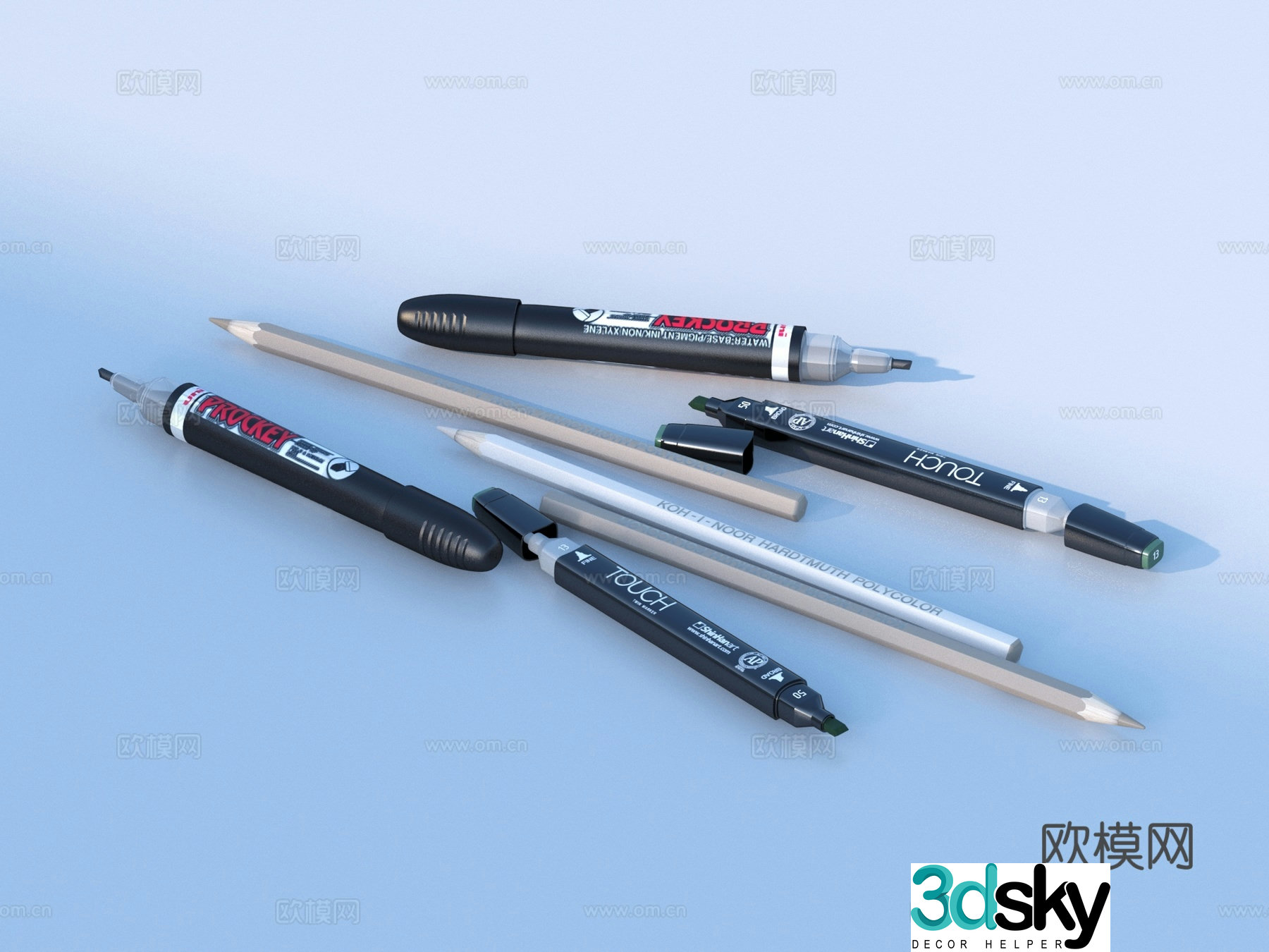 pen brush pencil stationery 3d model