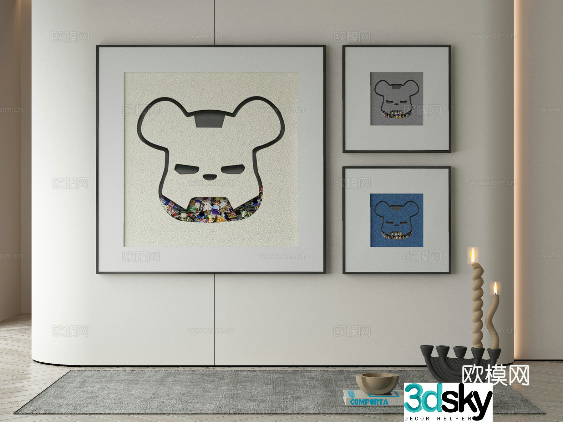 Modern decorative painting cartoon hanging painting 3d model