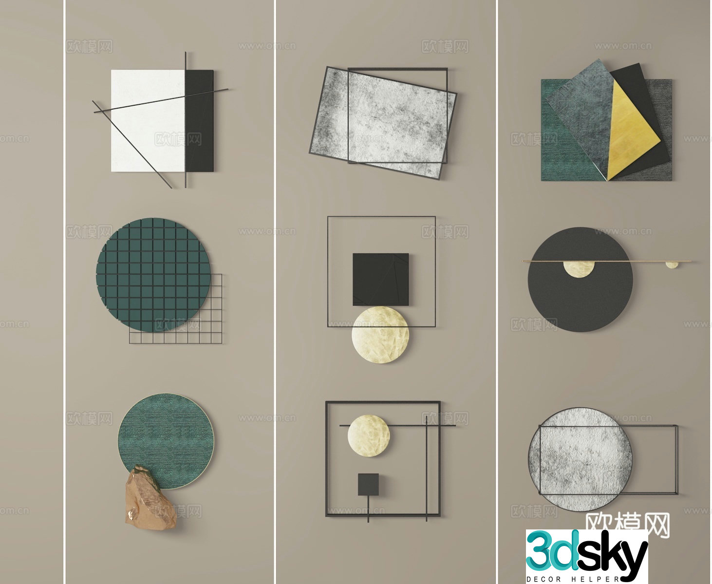 Modern geometric wall decoration 3d model
