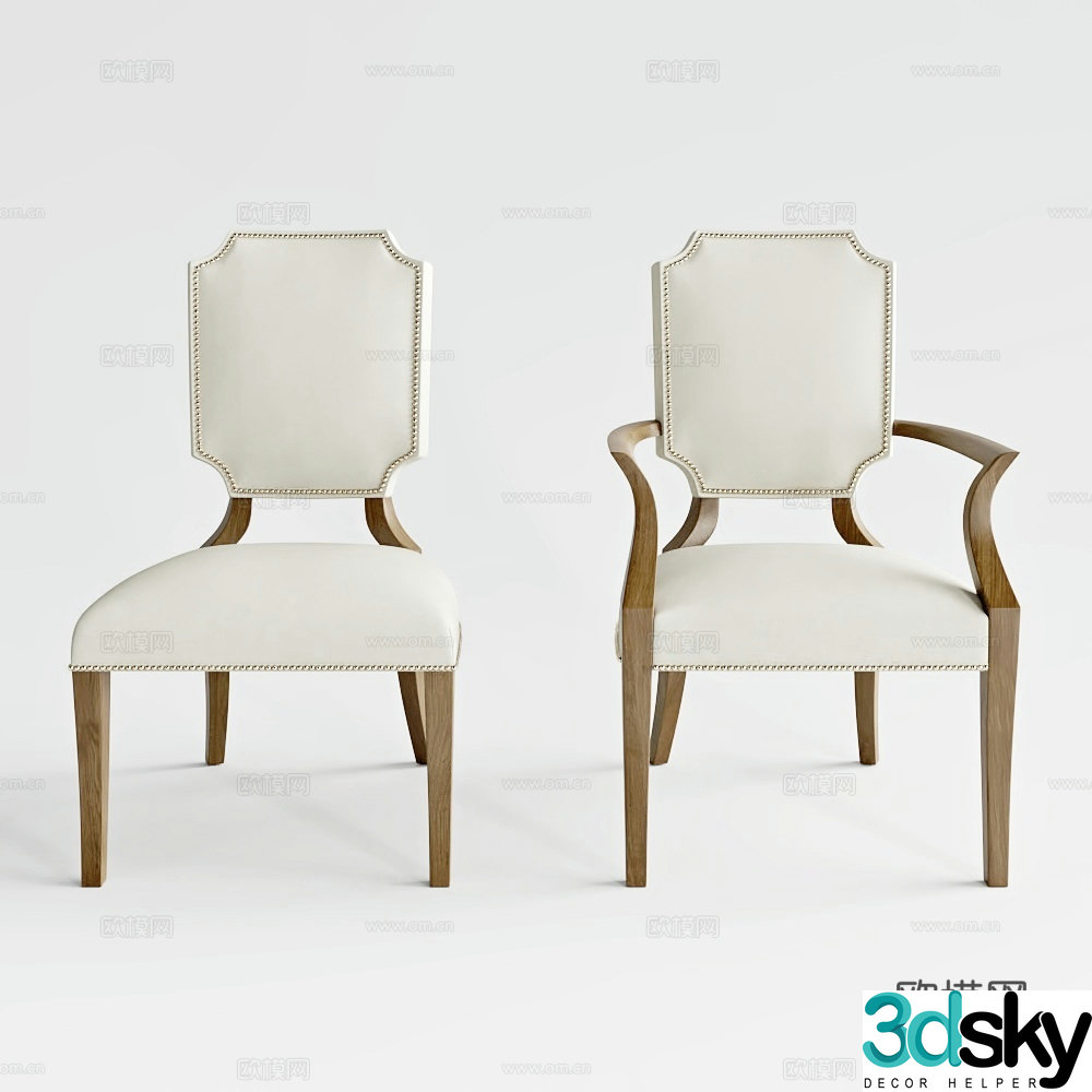 Simple European chair dining chair book chair 3d model
