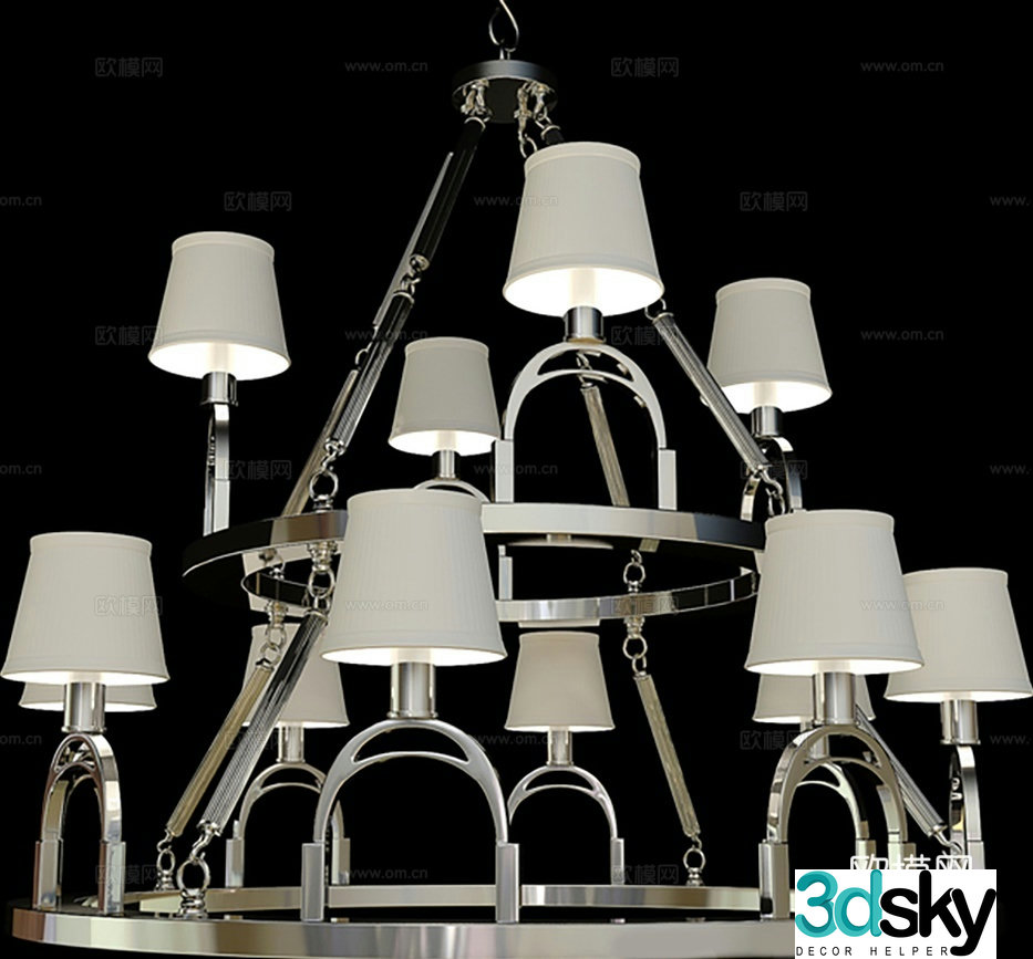 French multi-head chandelier 3d model