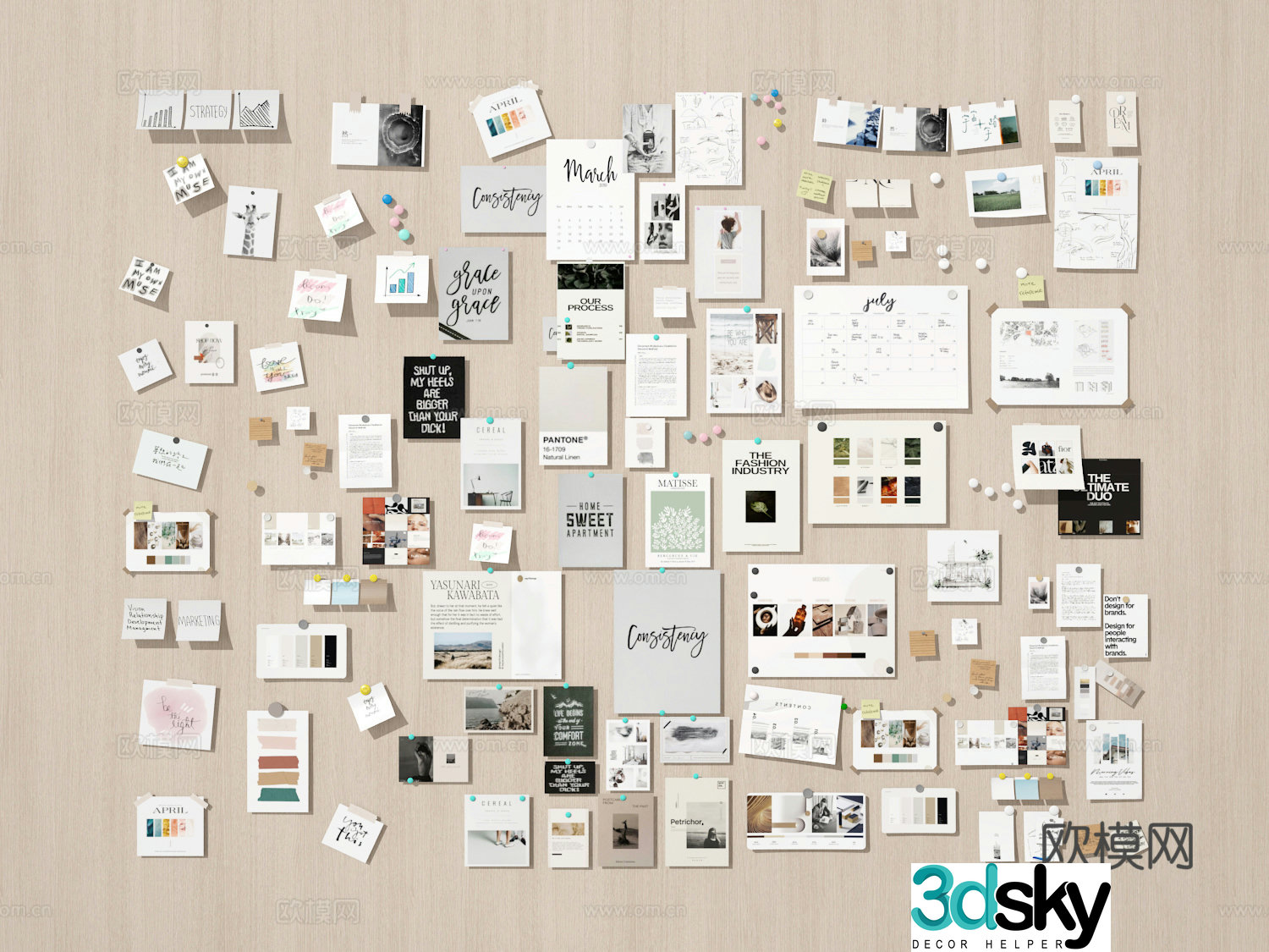 Post-it note photo wall note wall 3d model