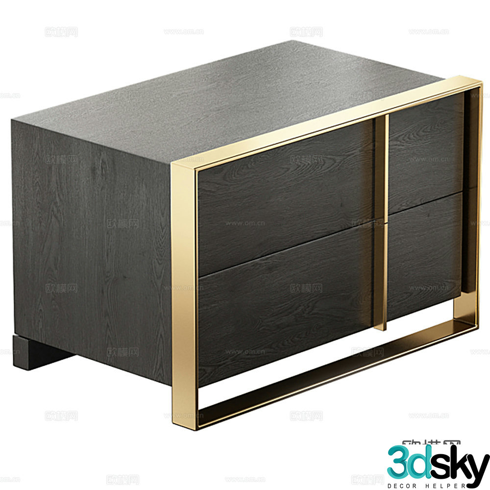 Modern bedside table low cabinet 3d model